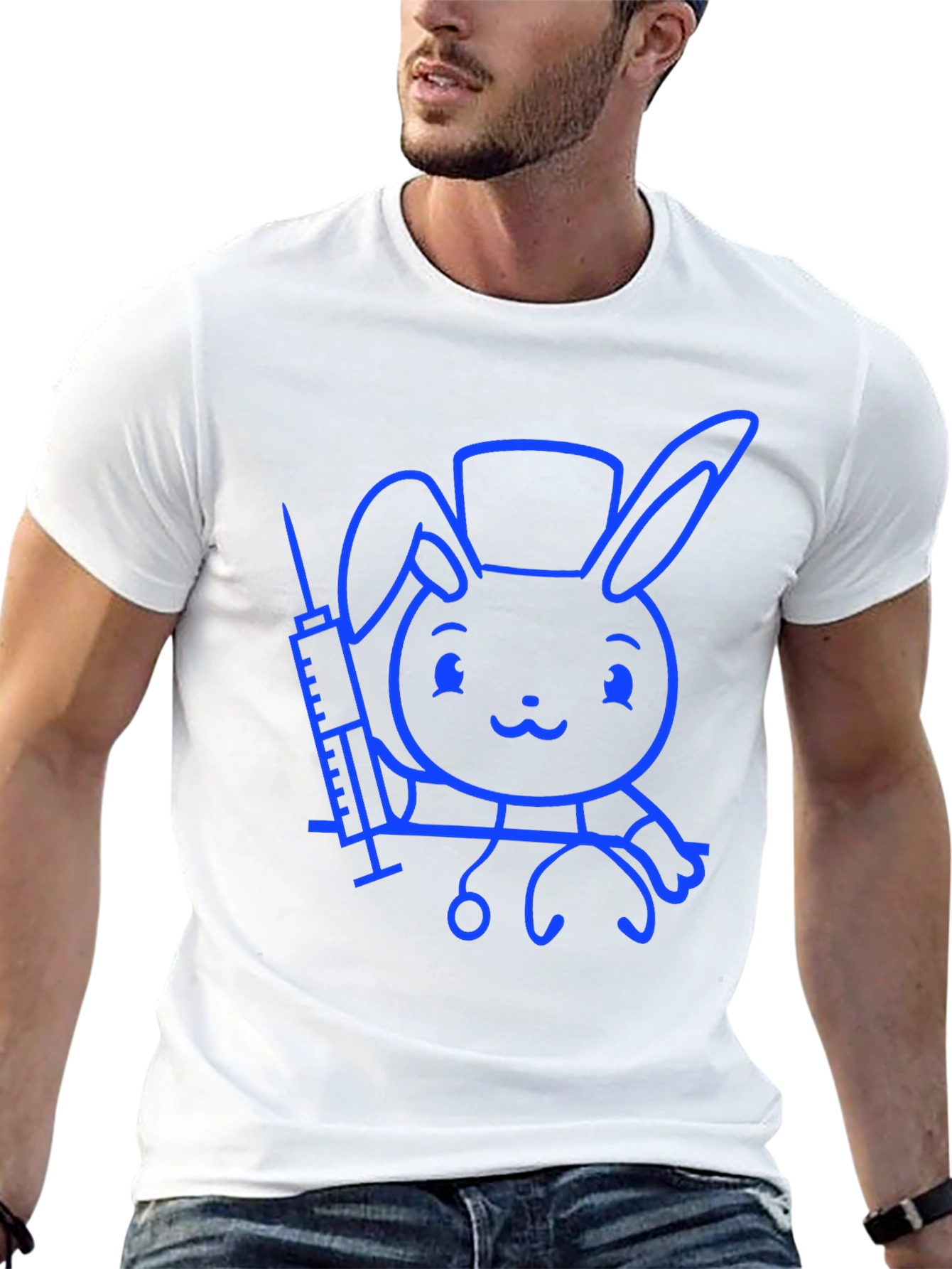 Cute Bunny Doctor T-Shirt - Unisex Black Tee