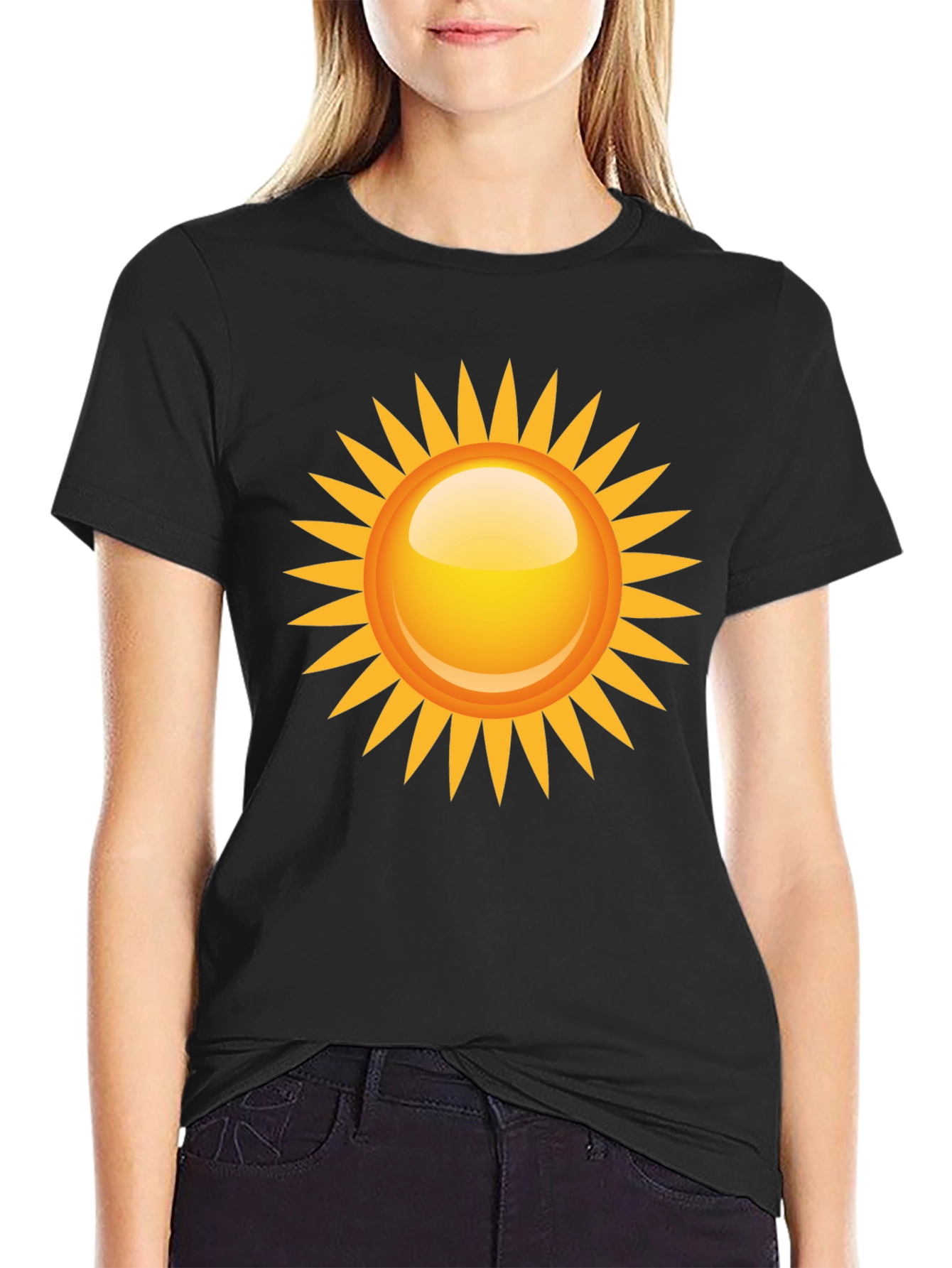 Sunny Graphic Tee - Black Cotton Blend