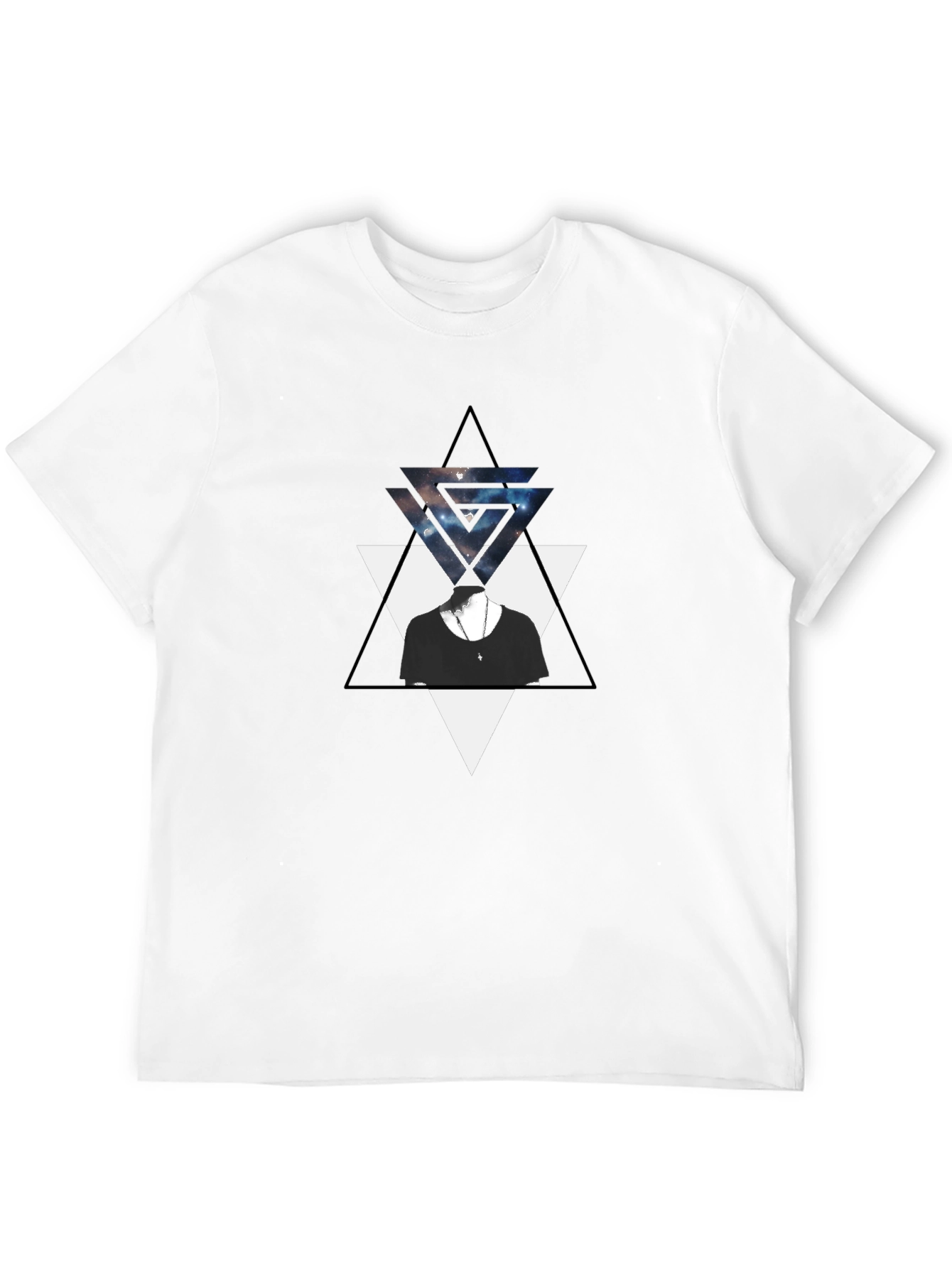 Geometric Triangle Graphic Black T-Shirt