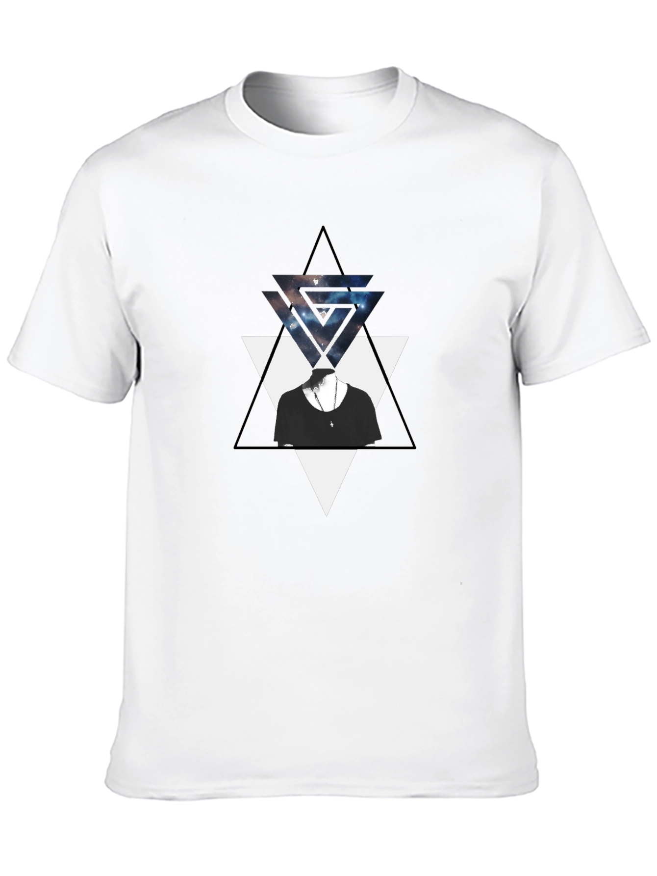 Geometric Triangle Graphic Black T-Shirt