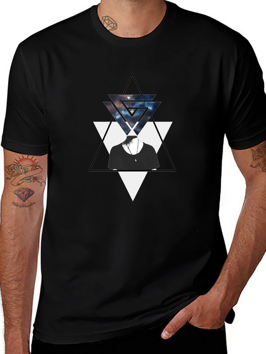 Geometric Triangle Graphic Black T-Shirt