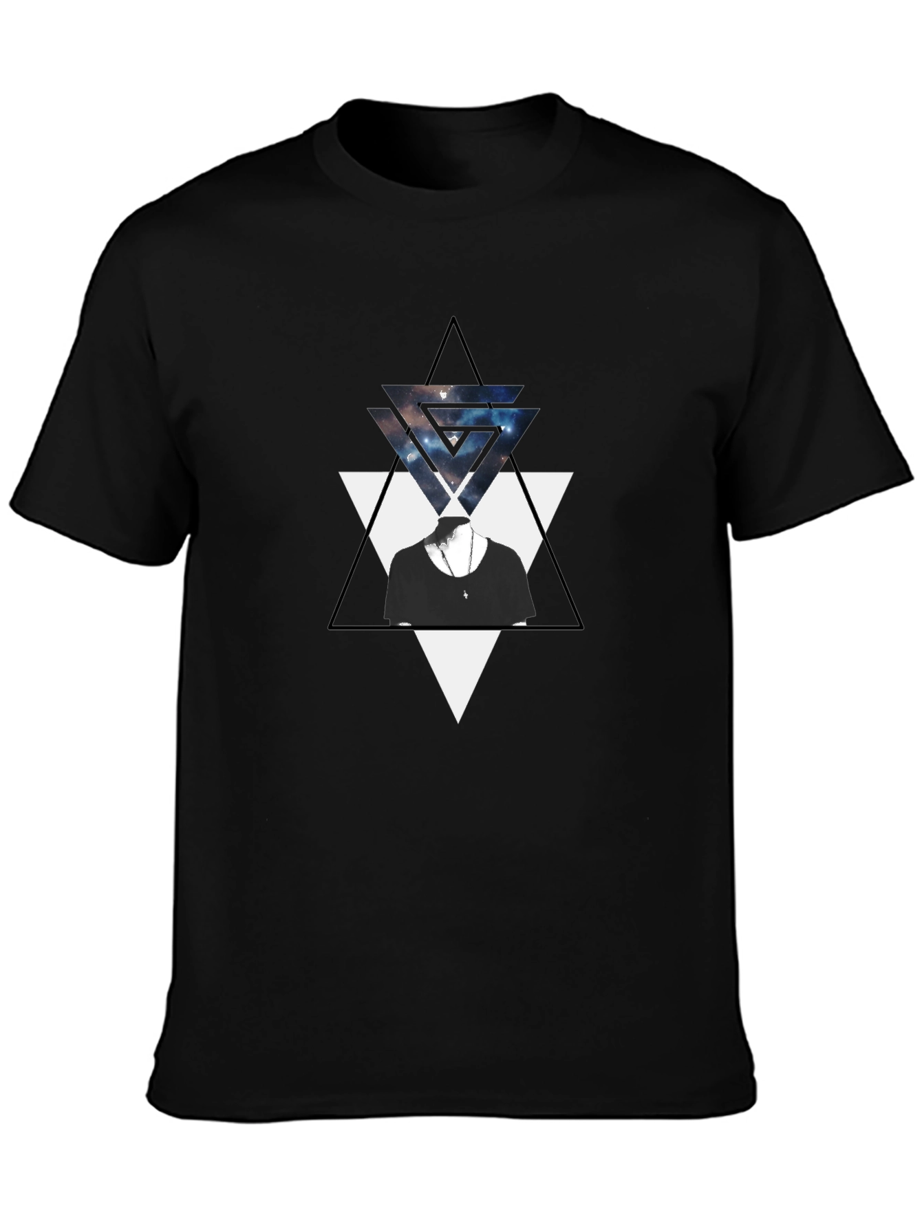 Geometric Triangle Graphic Black T-Shirt