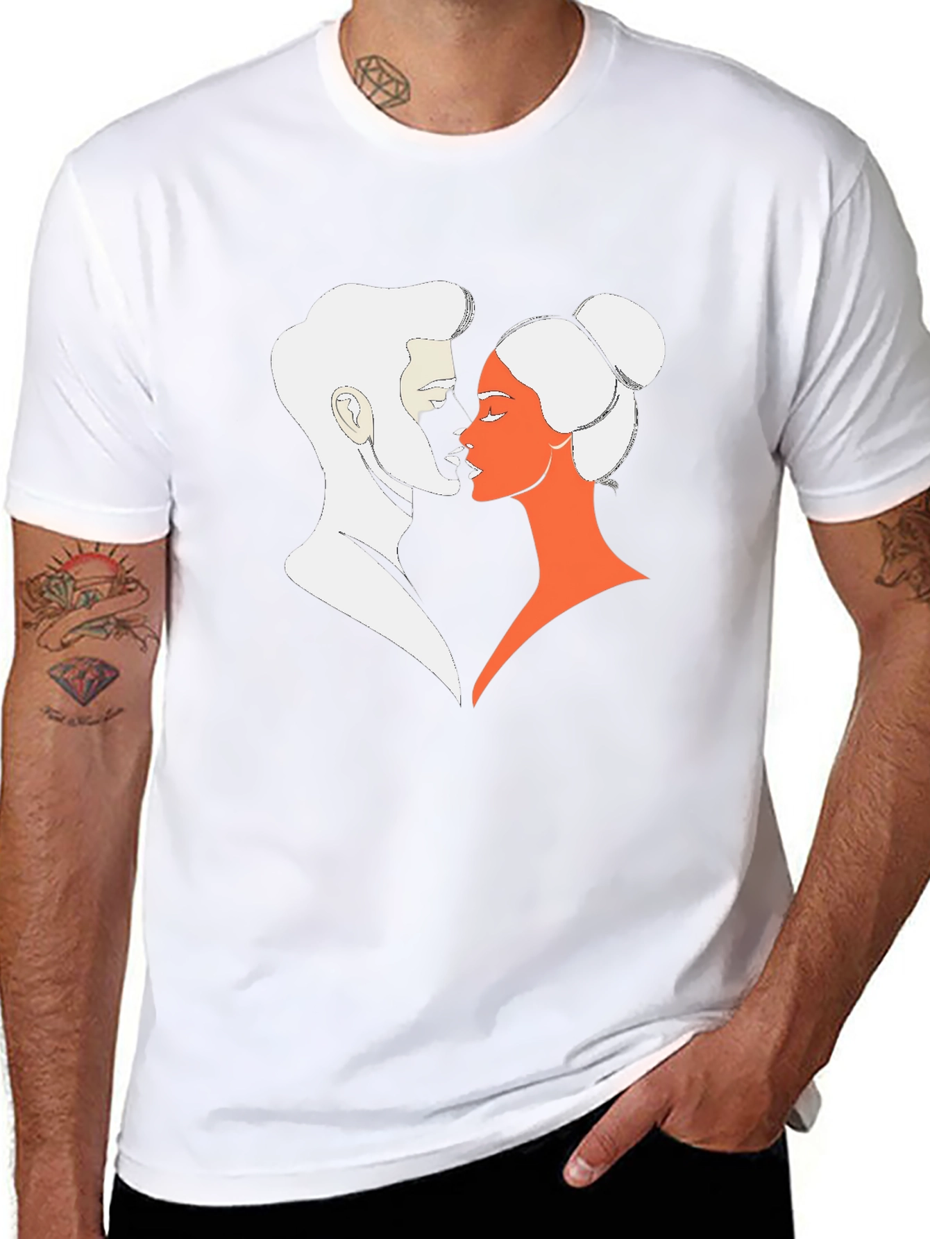 Stylish Couple Graphic Black T-Shirt