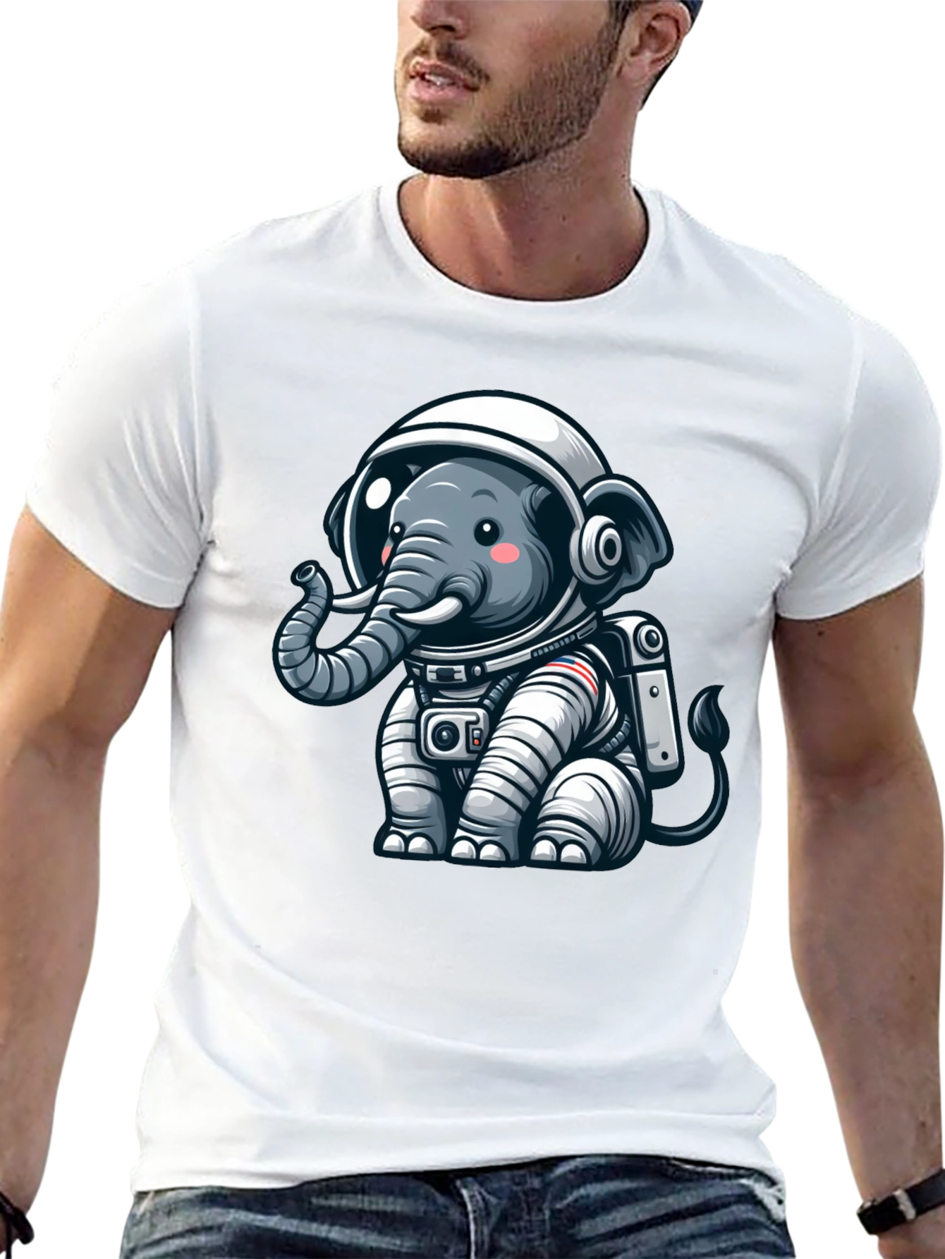 Astronaut Elephant Graphic T-Shirt