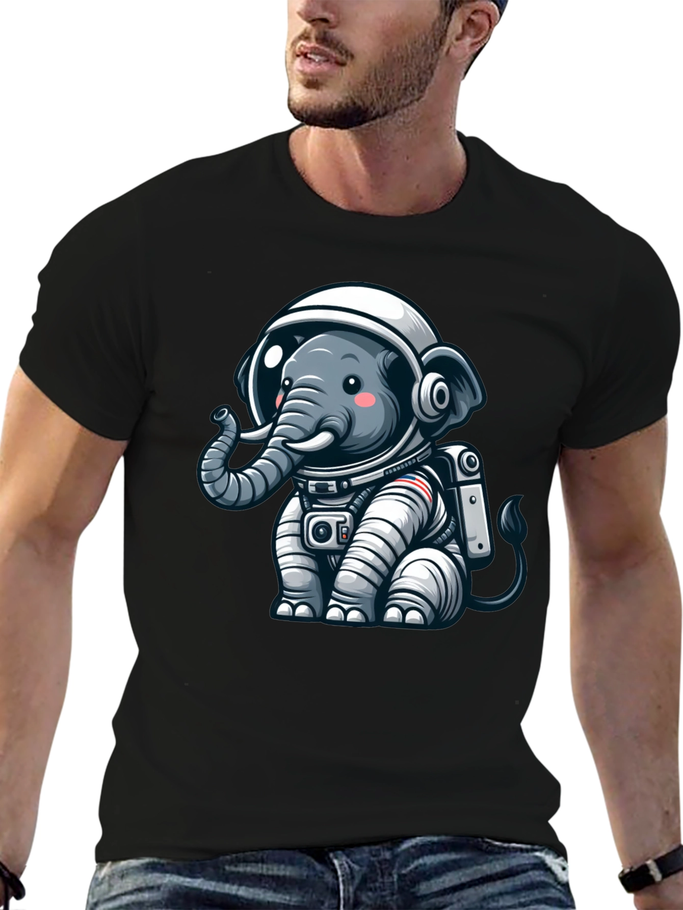 Astronaut Elephant Graphic T-Shirt