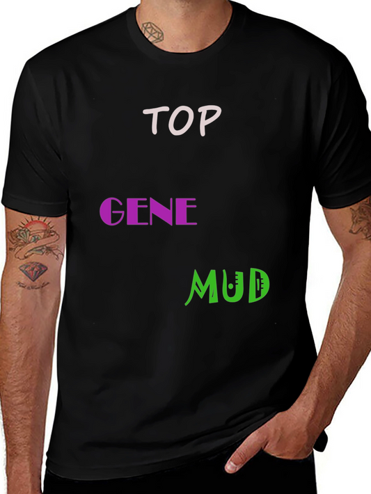 Top Gene Mud Graphic Tee - Black Cotton Blend Casual Shirt