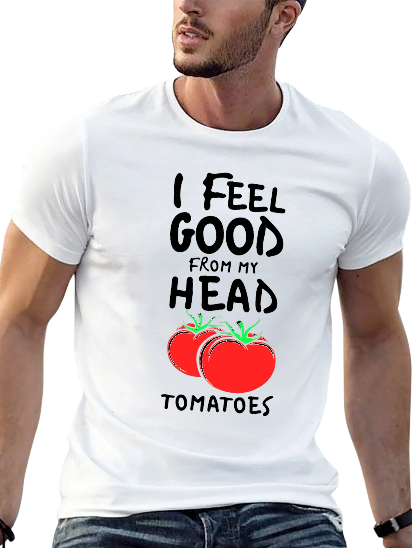 I Feel Good From My Head Tomatoes Black T-Shirt
