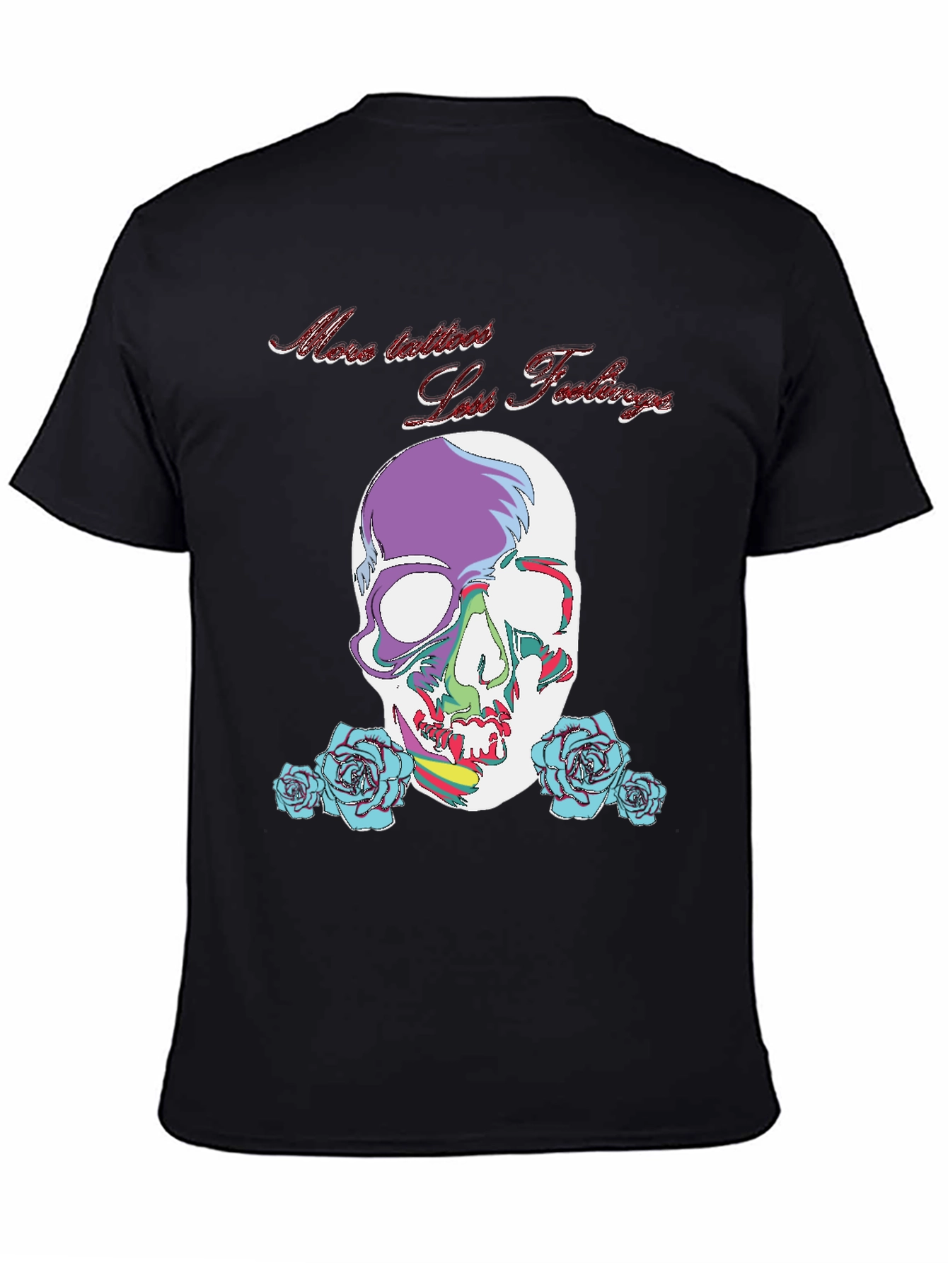 Skull and Roses Graphic Print Tee