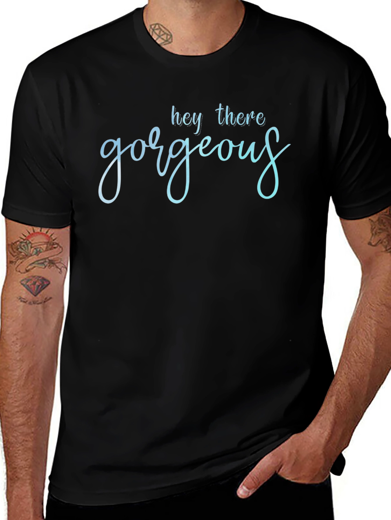 Hey There Gorgeous T-Shirt - Stylish Black Tee
