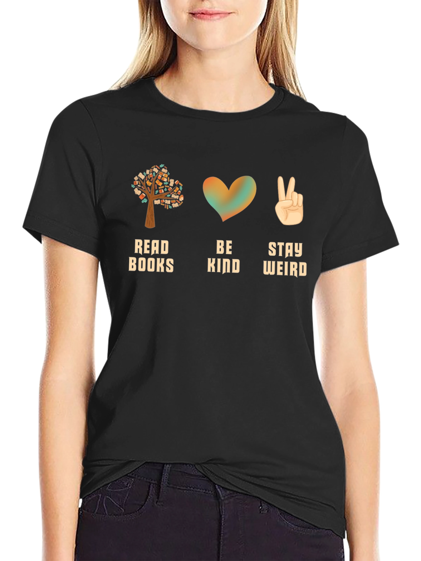 Read Books Be Kind Stay Weird Graphic Tee