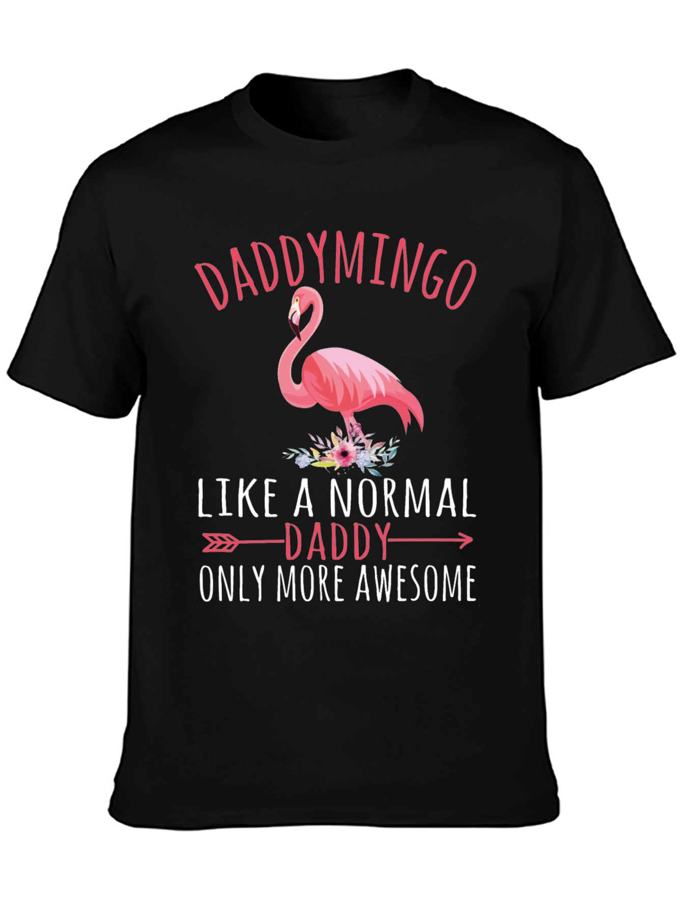 Daddymingo Flamingo Black Graphic T-Shirt