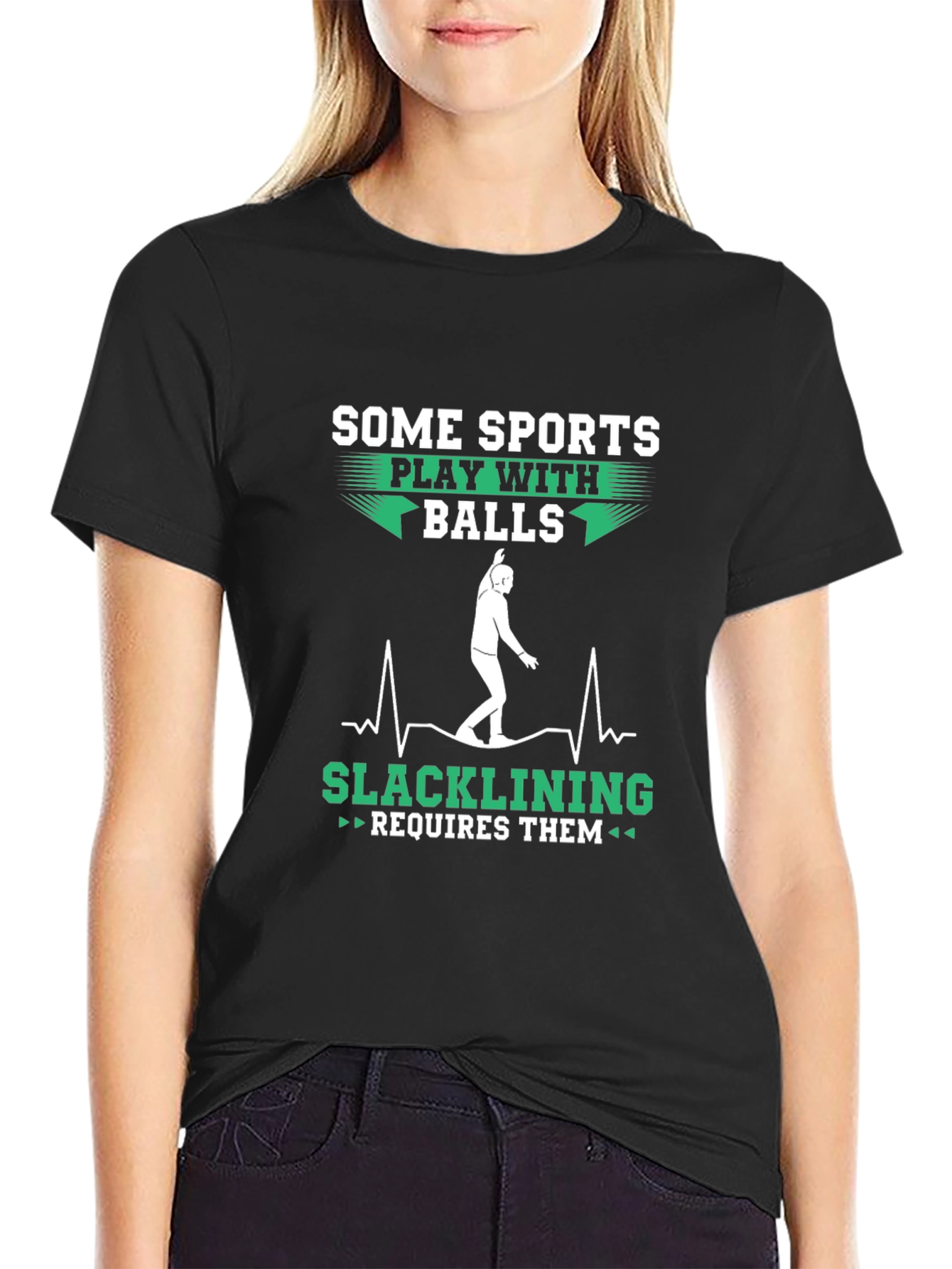 Funny Slacklining Requires Balls Graphic T-Shirt