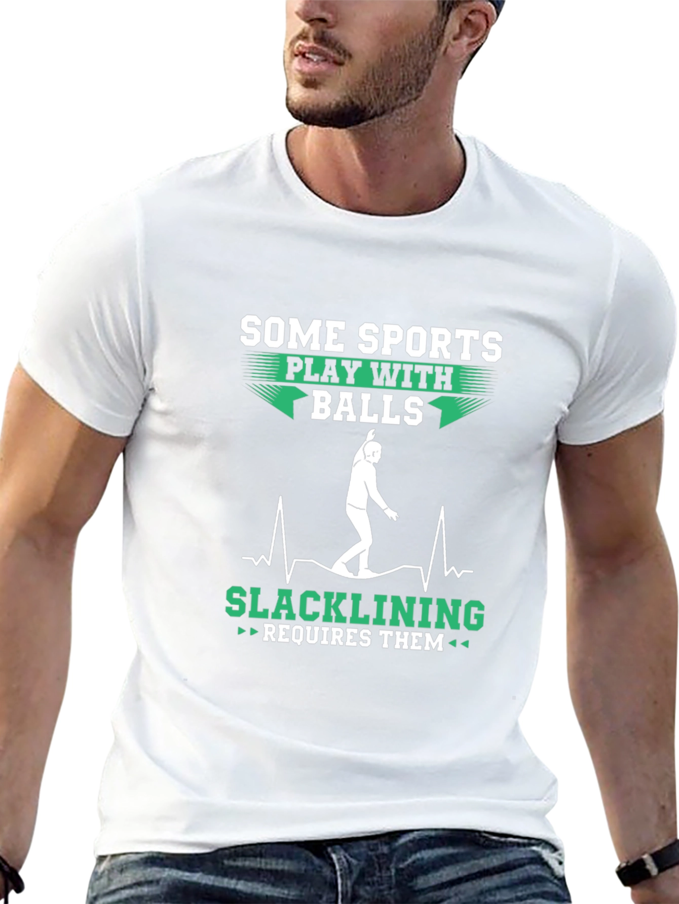 Funny Slacklining Requires Balls Graphic T-Shirt