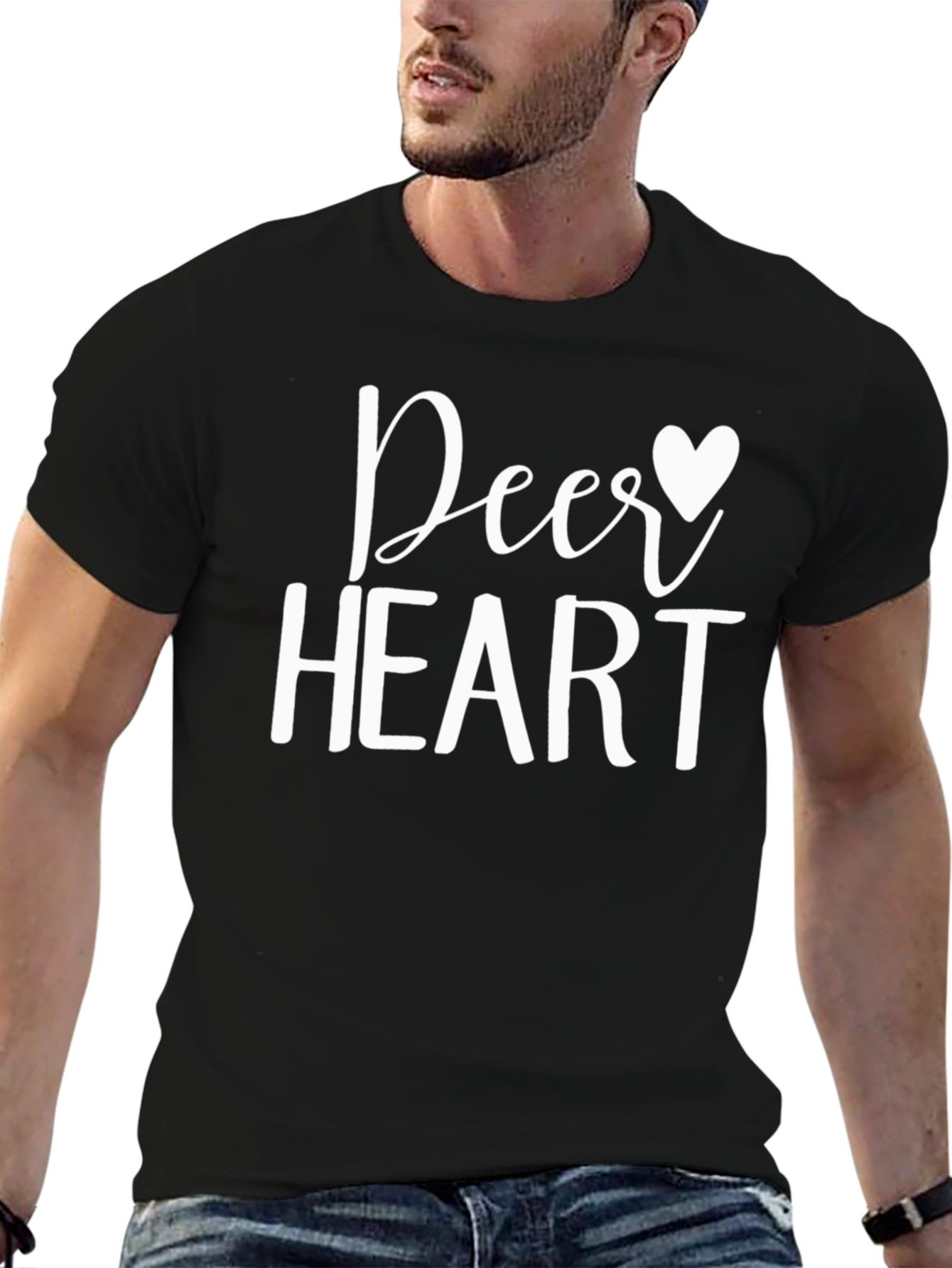 Deer Heart Graphic Tee - Black Crewneck T-Shirt