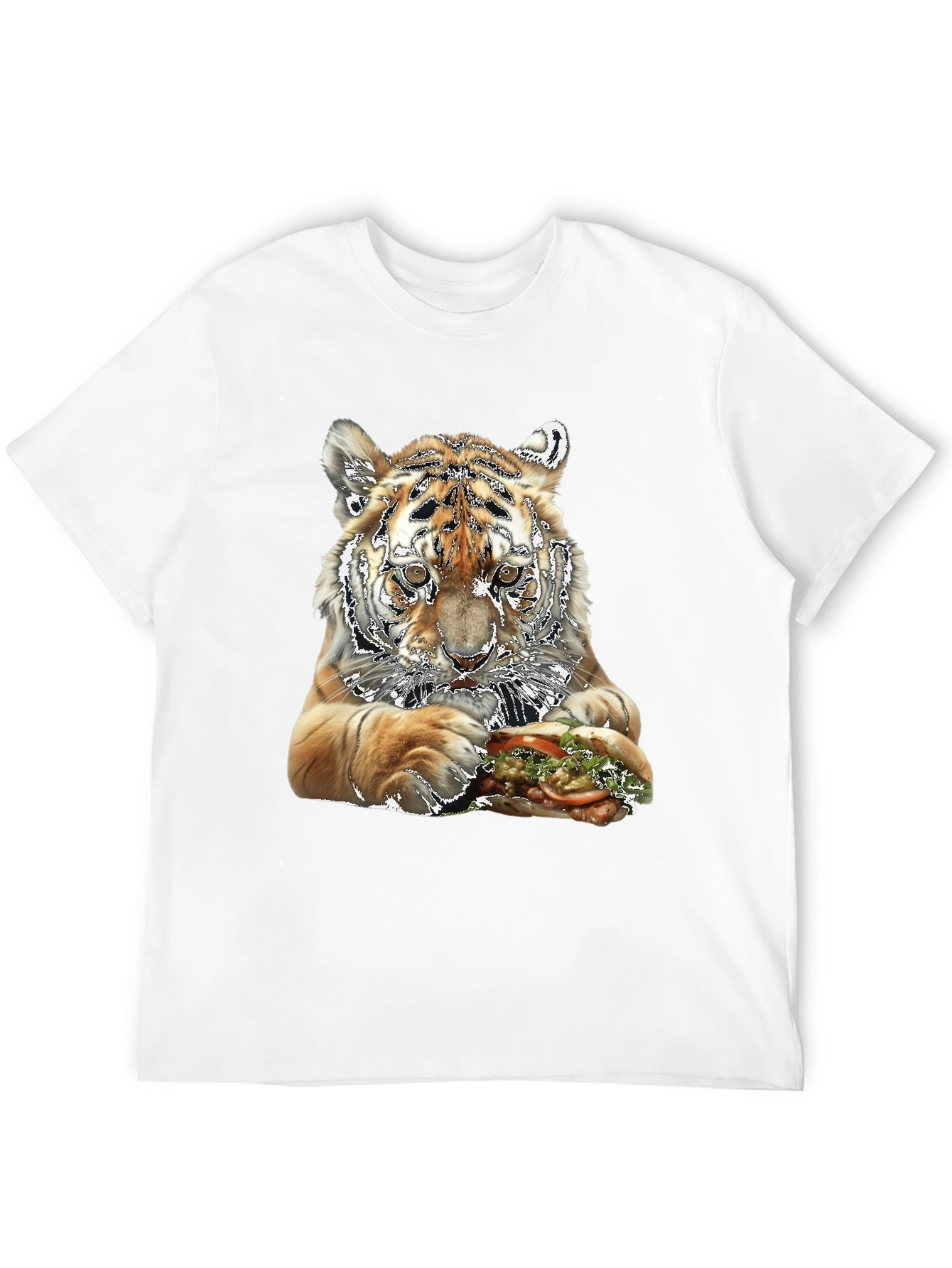Tiger Eating Sandwich Graphic T-Shirt