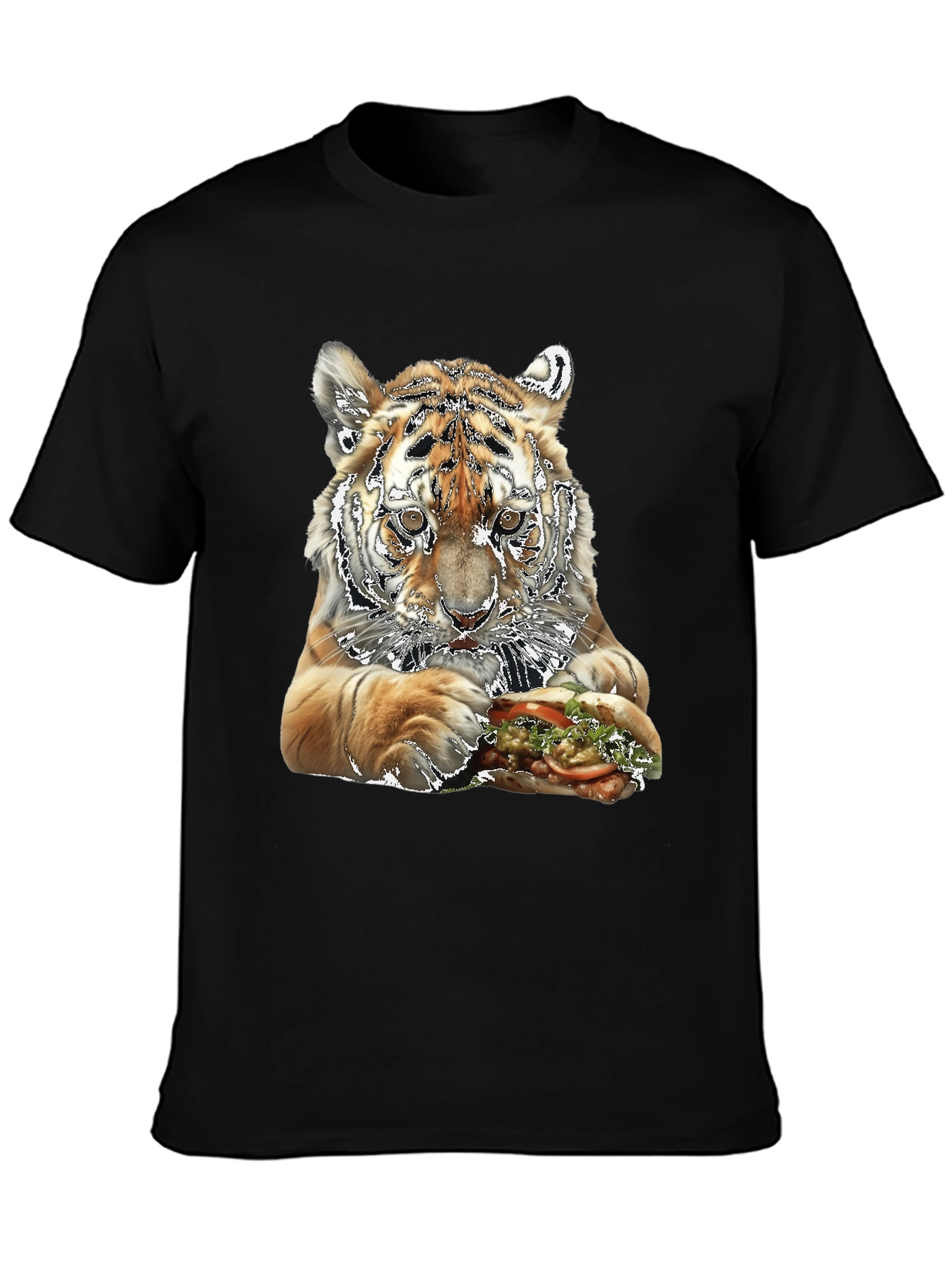 Tiger Eating Sandwich Graphic T-Shirt