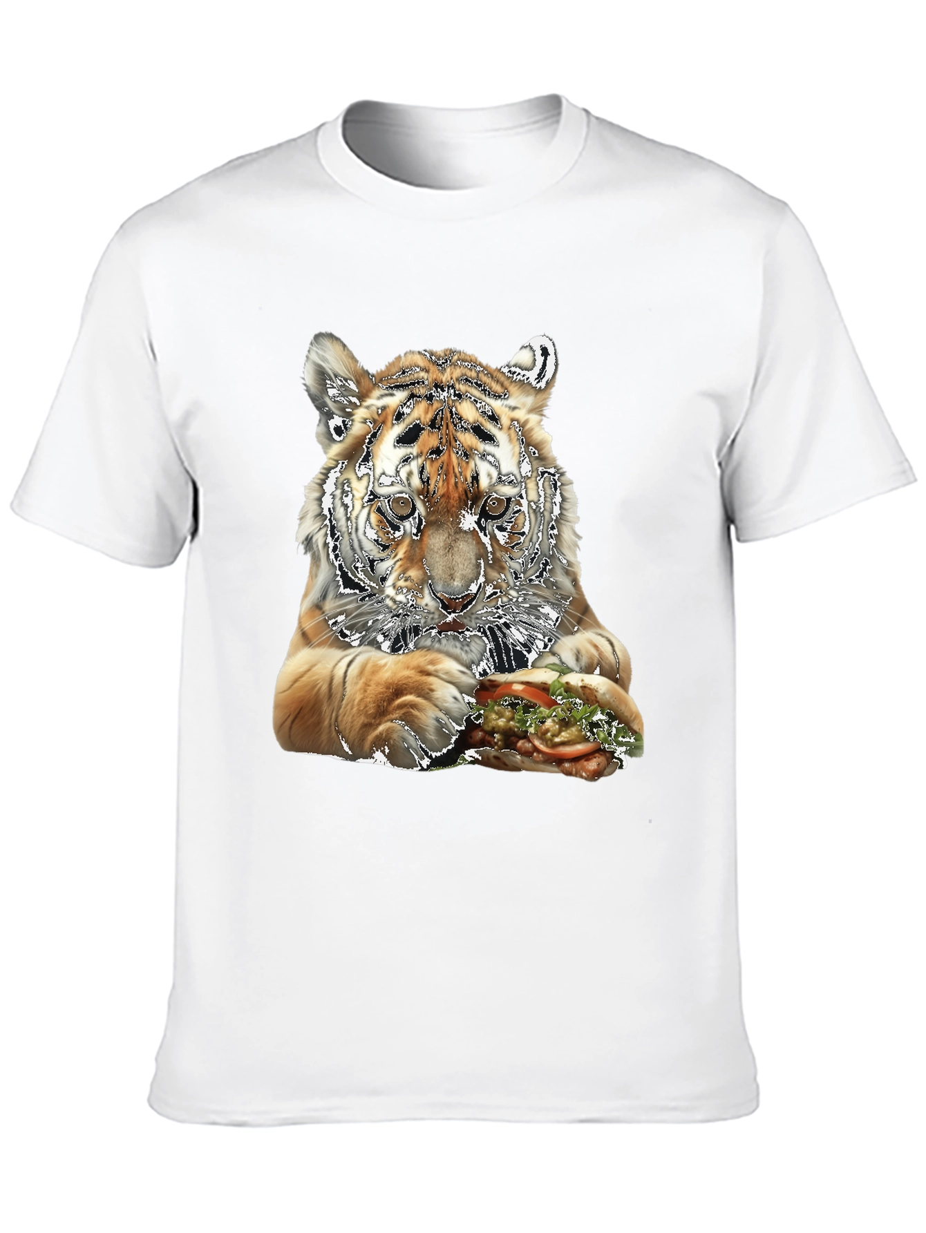 Tiger Eating Sandwich Graphic T-Shirt