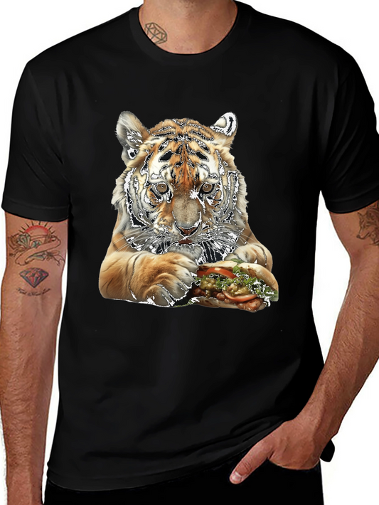 Tiger Eating Sandwich Graphic T-Shirt