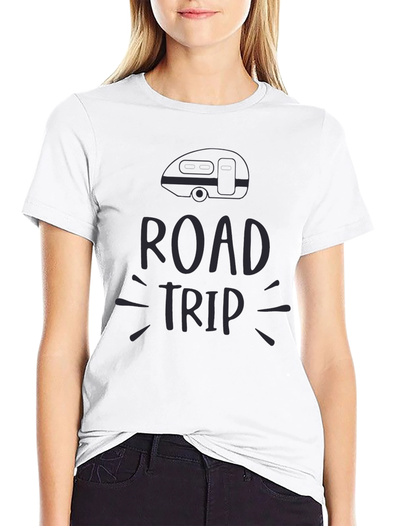 Road Trip Graphic Tee - Black Casual T-Shirt