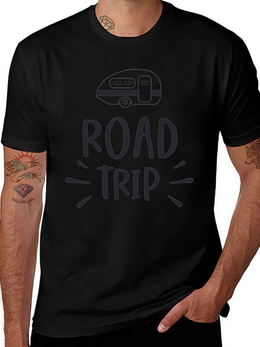Road Trip Graphic Tee - Black Casual T-Shirt