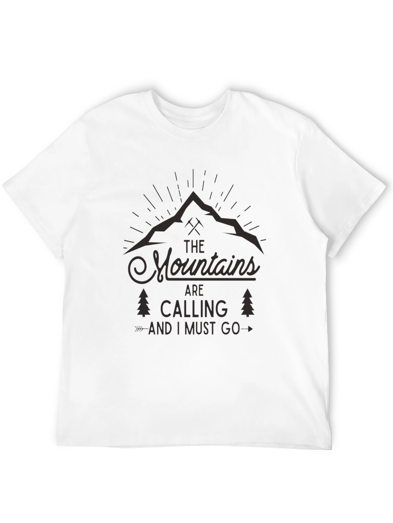 Mountains Are Calling Black Graphic Tee