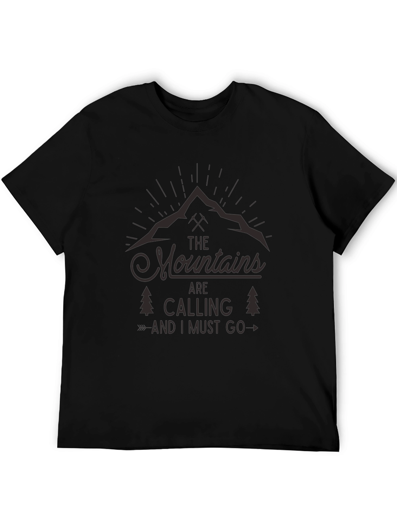 Mountains Are Calling Black Graphic Tee
