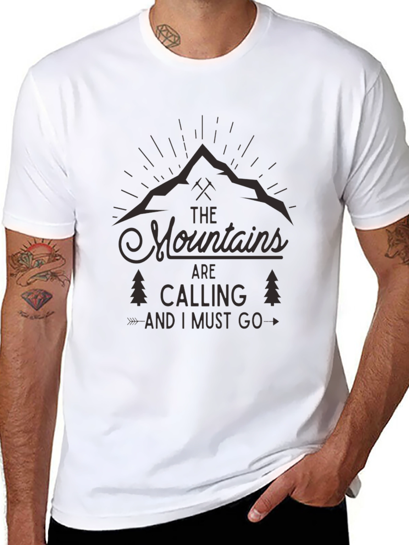 Mountains Are Calling Black Graphic Tee