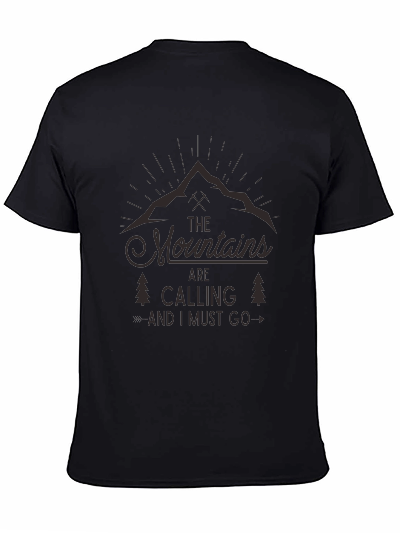 Mountains Are Calling Black Graphic Tee