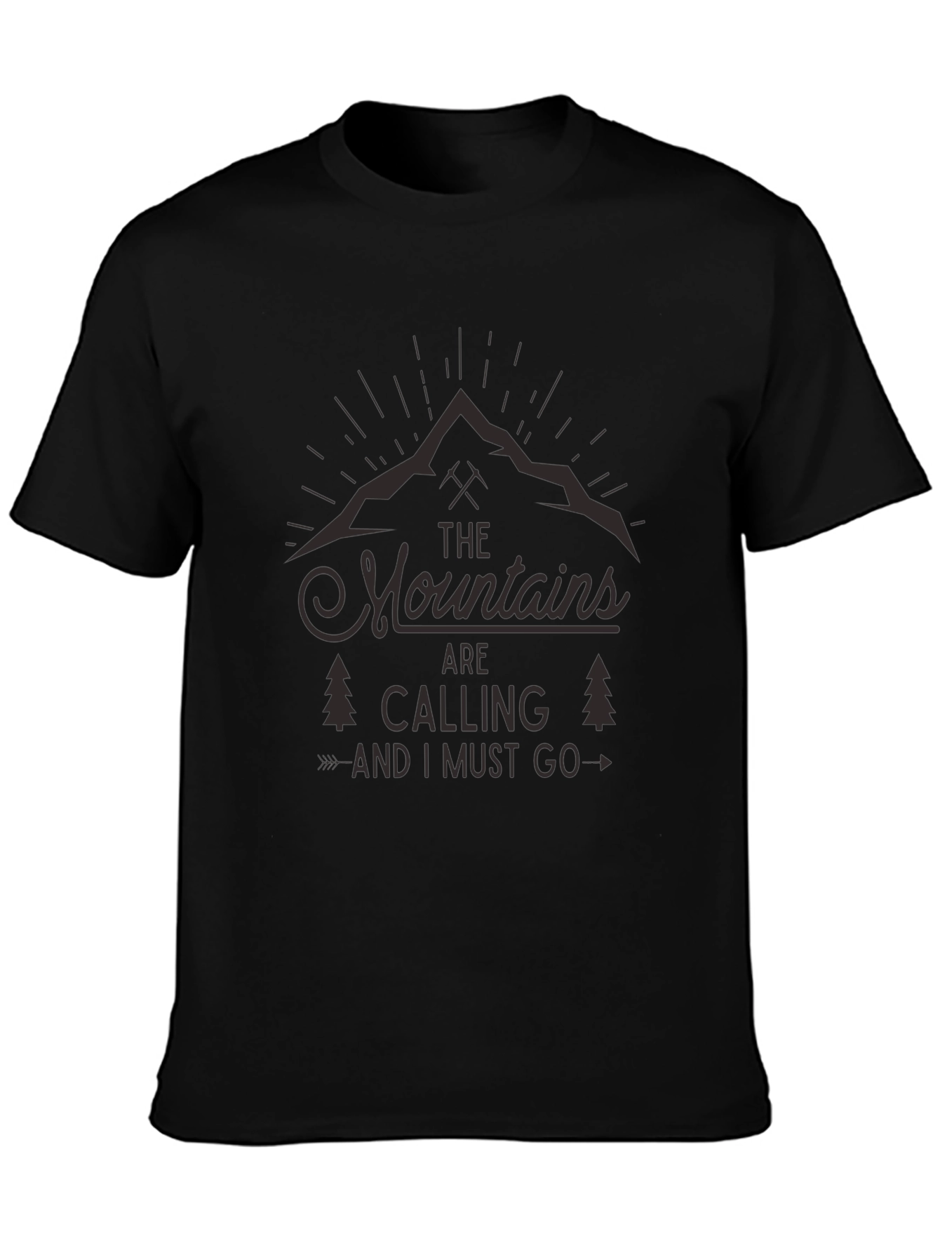 Mountains Are Calling Black Graphic Tee