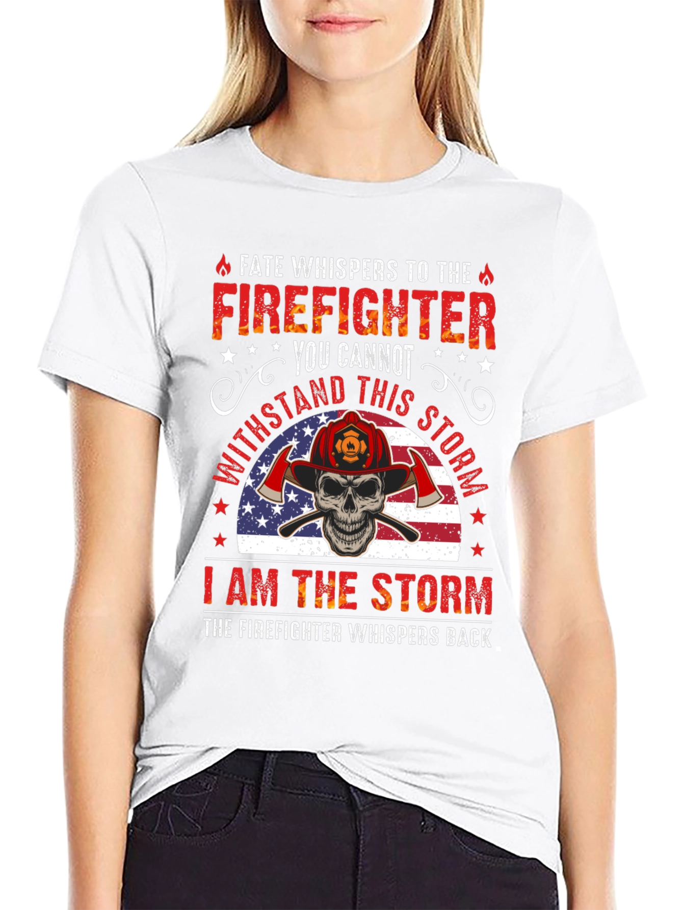 Firefighter Skull Graphic T-Shirt