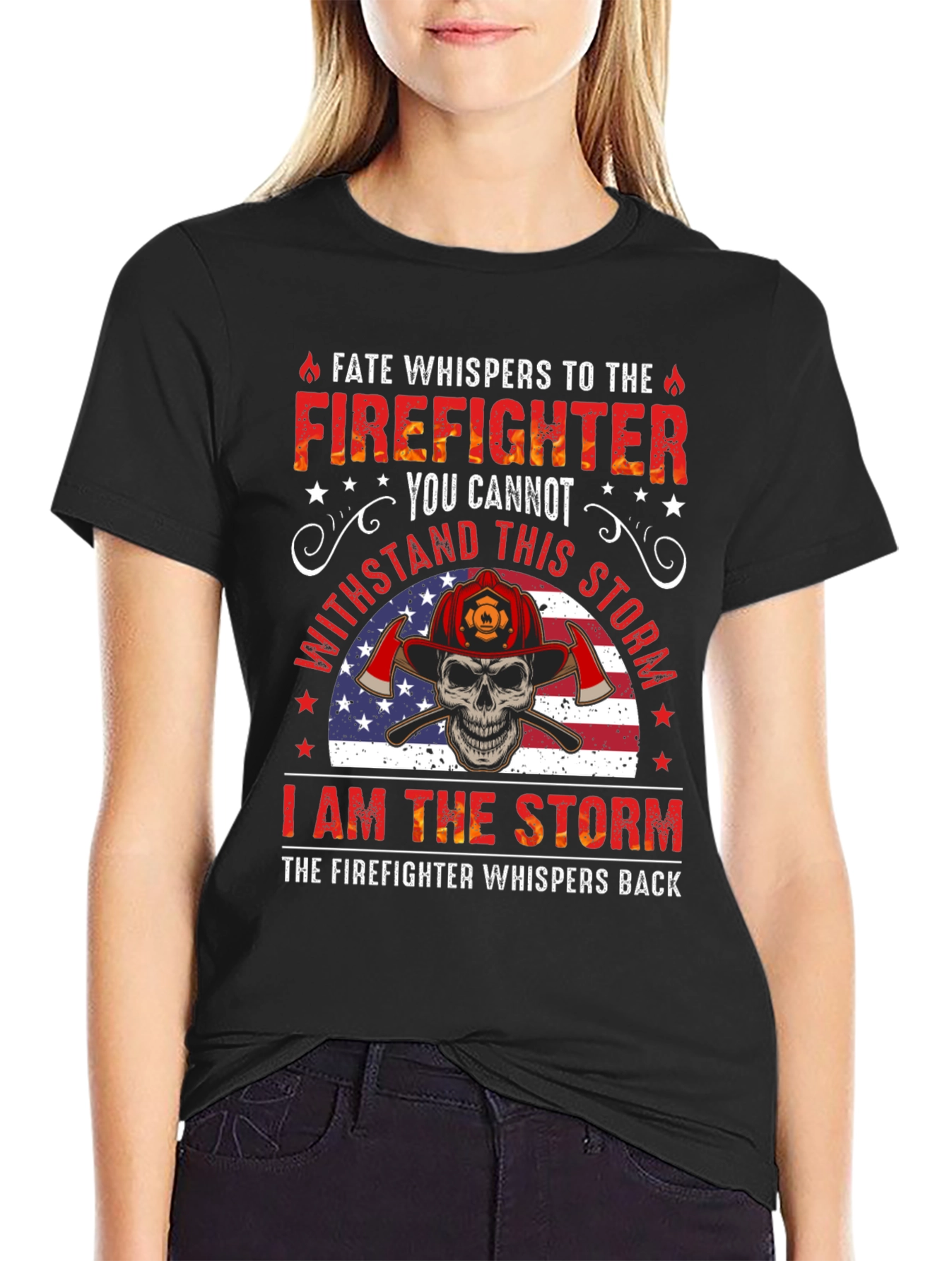 Firefighter Skull Graphic T-Shirt