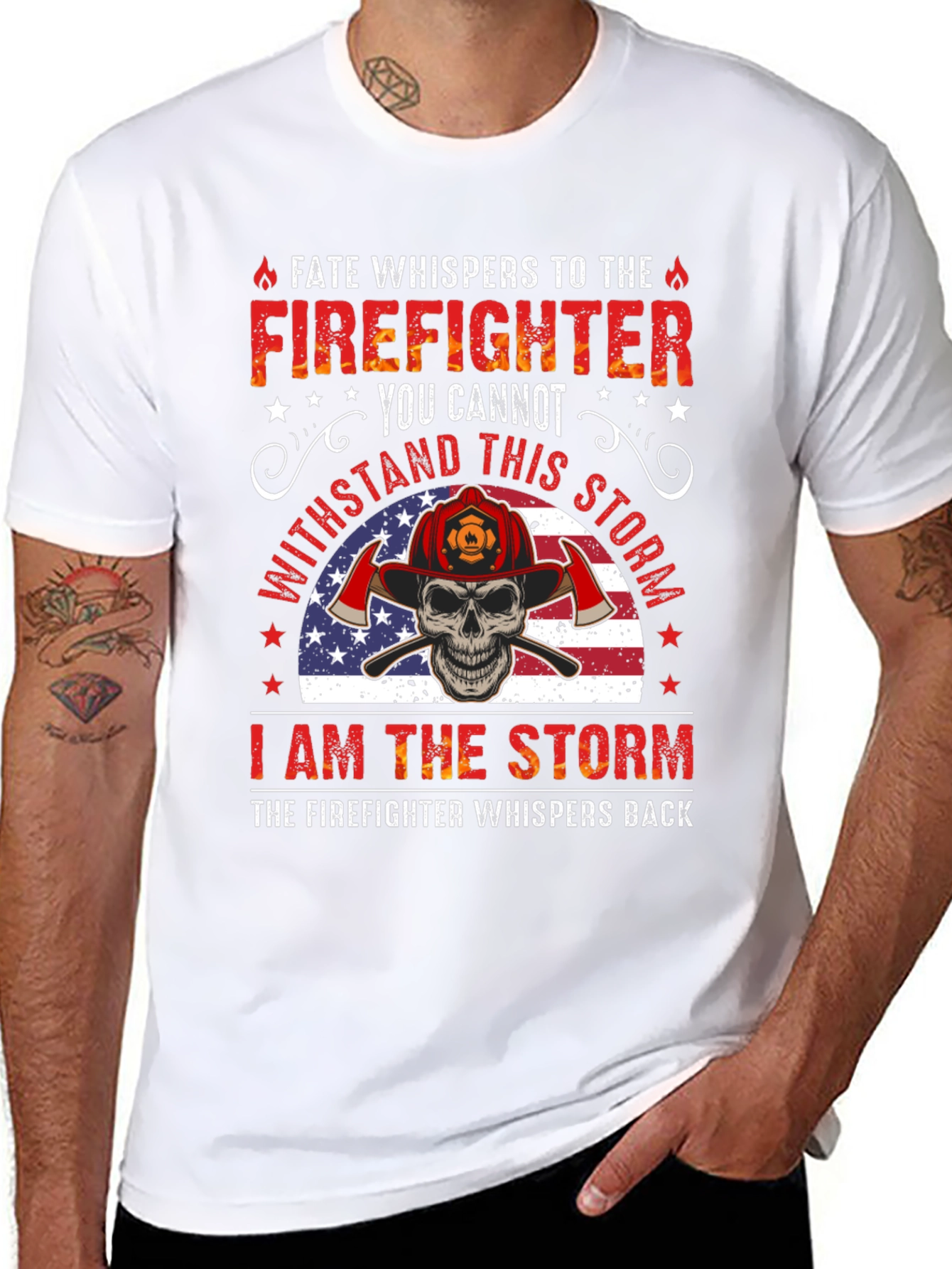 Firefighter Skull Graphic T-Shirt