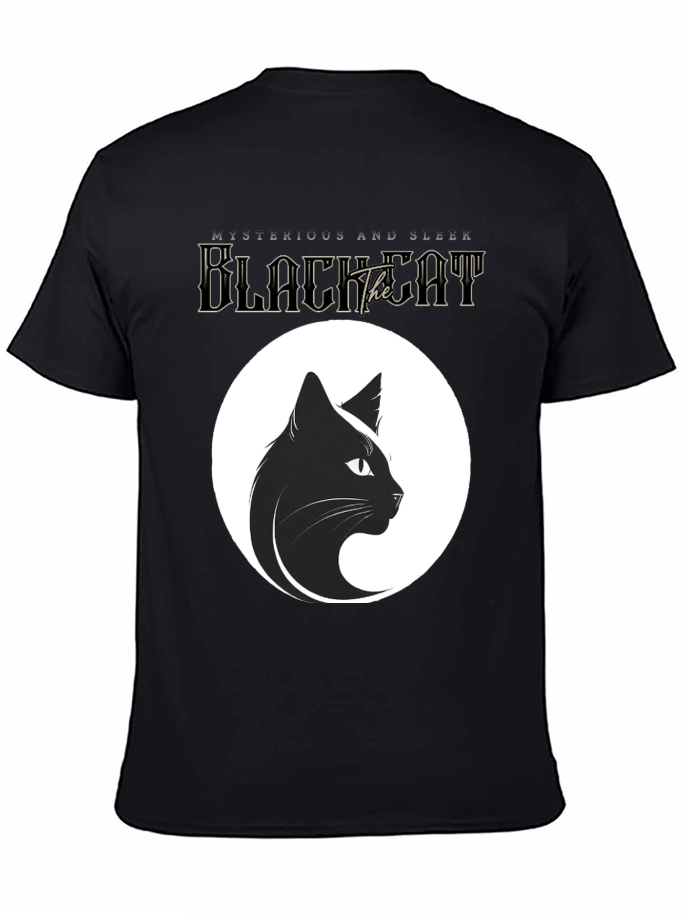 Mysterious Black Cat Graphic Tee - Sleek Design