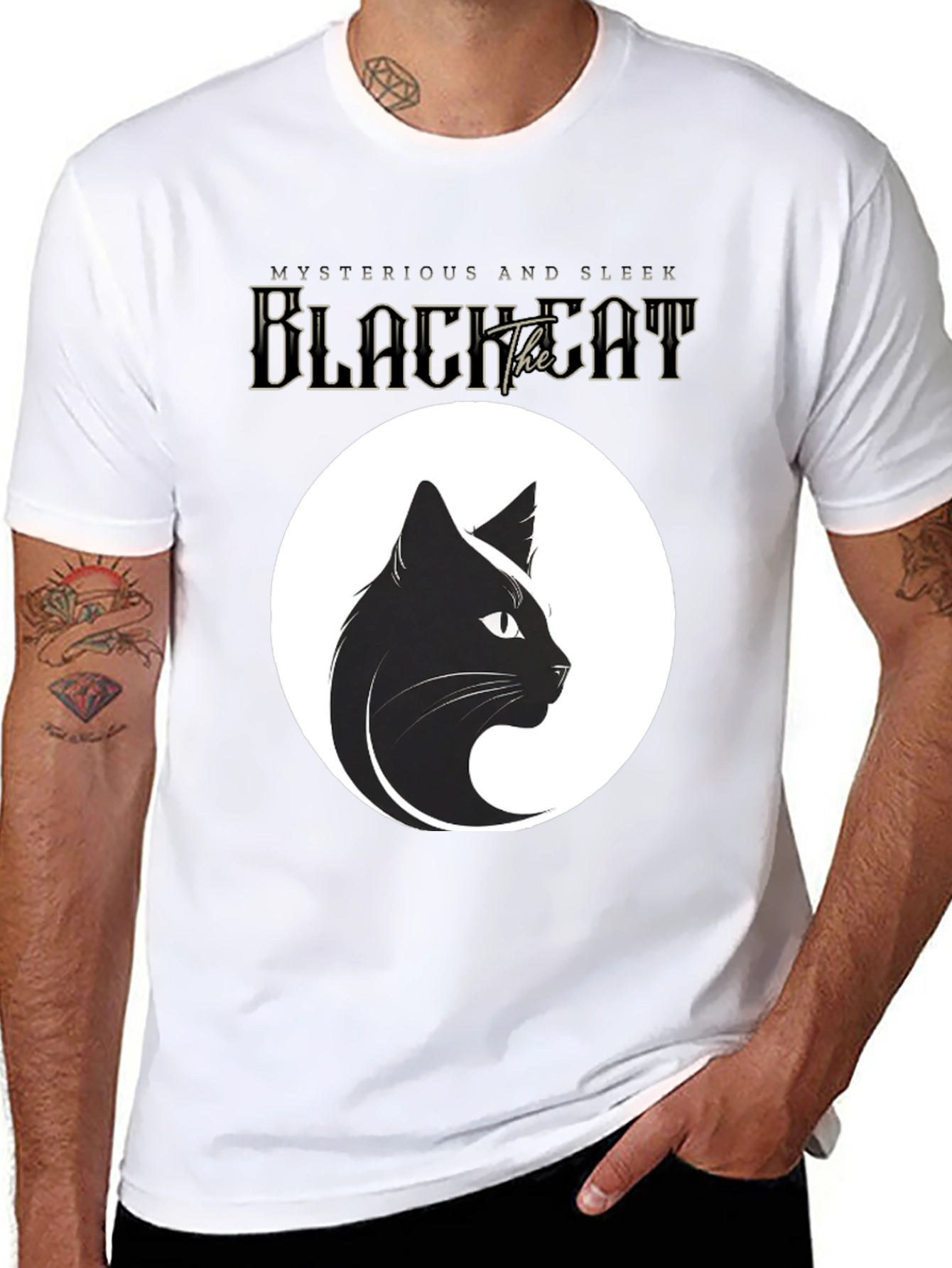 Mysterious Black Cat Graphic Tee - Sleek Design