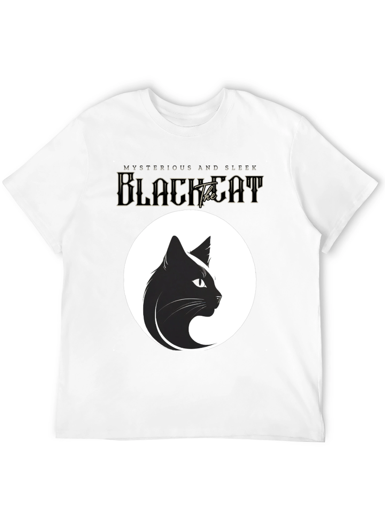 Mysterious Black Cat Graphic Tee - Sleek Design