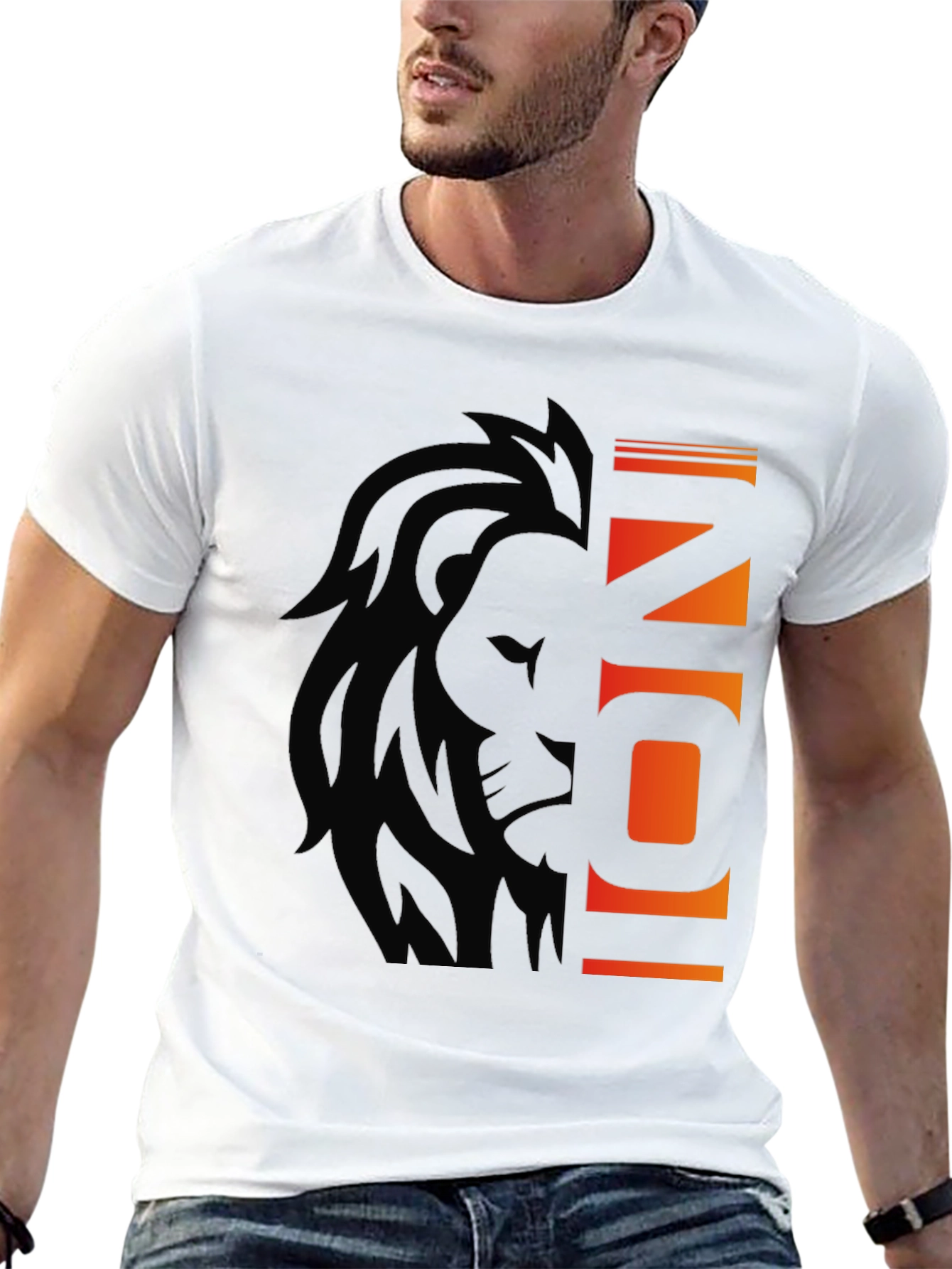 Iconic Lion Graphic Tee - Stylish Mens Black T-Shirt