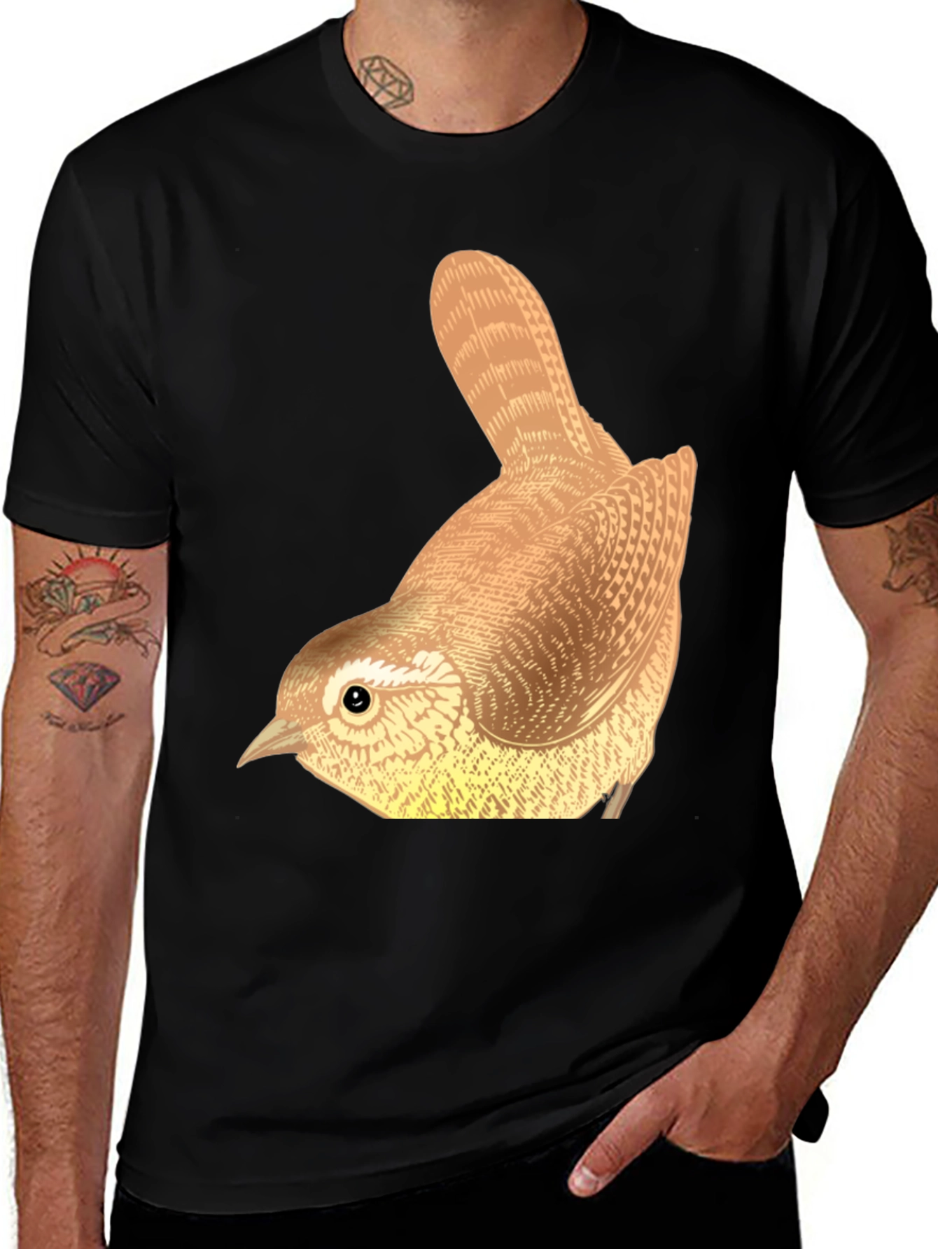Bird Graphic Tee - Nature Lovers Black T-Shirt