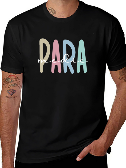Para Medic T-Shirt - Pastel Letters on Black Crew Neck
