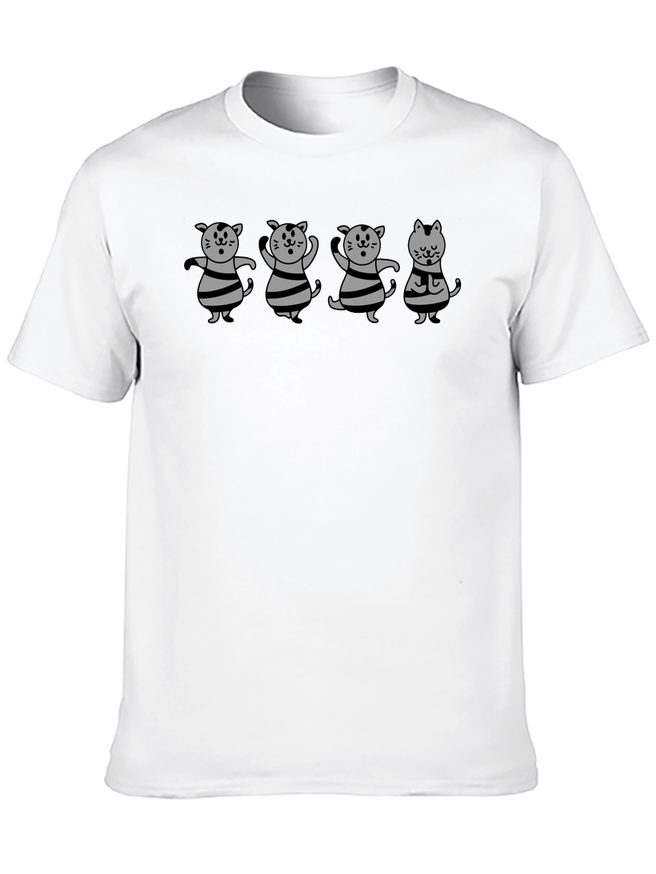 Cartoon Cats Graphic Tee - Unisex Black T-Shirt