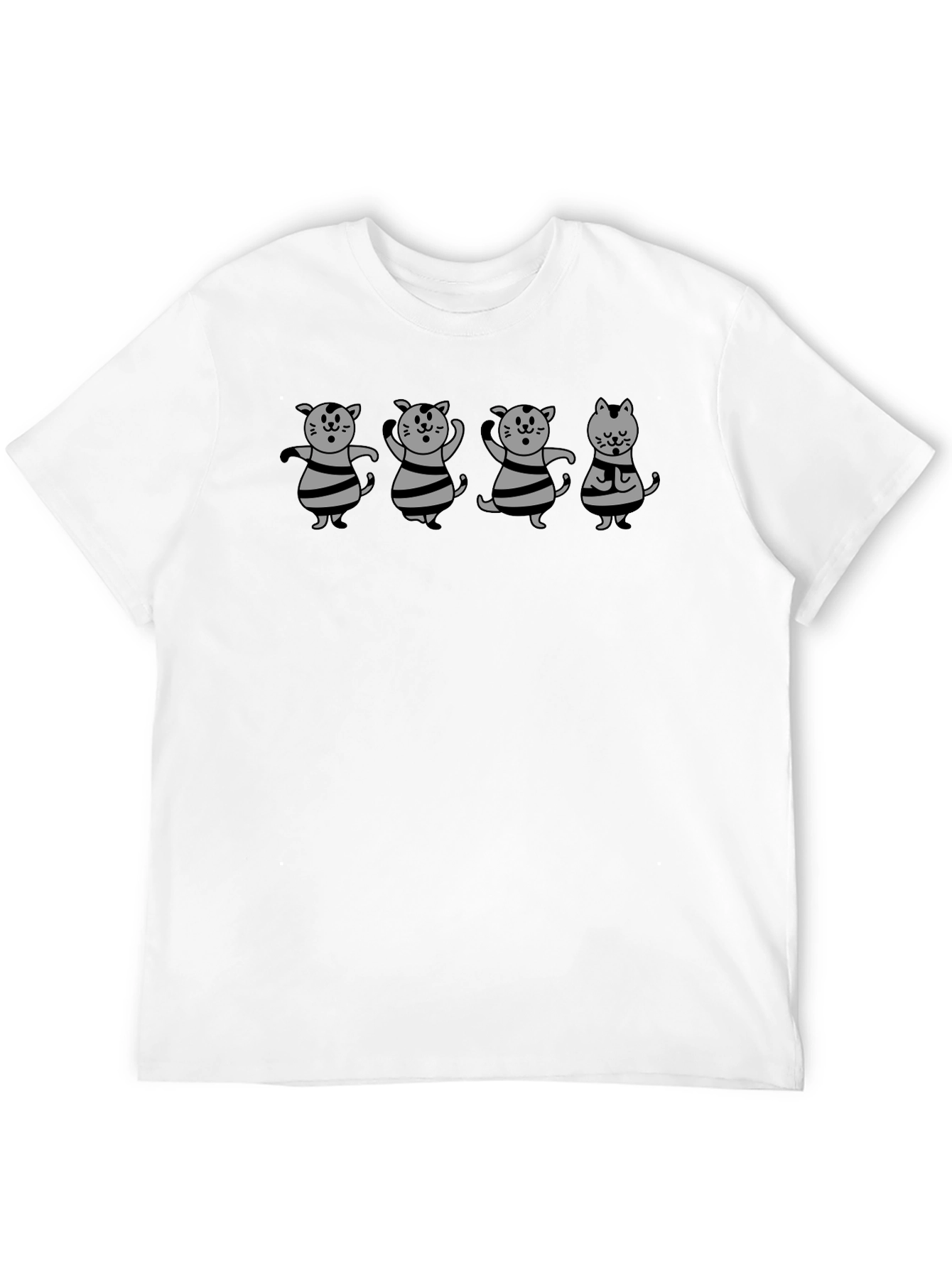 Cartoon Cats Graphic Tee - Unisex Black T-Shirt
