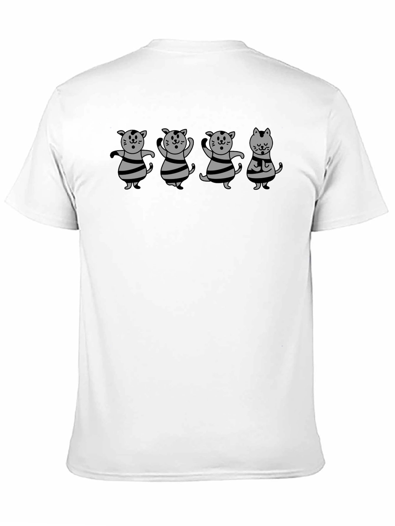 Cartoon Cats Graphic Tee - Unisex Black T-Shirt