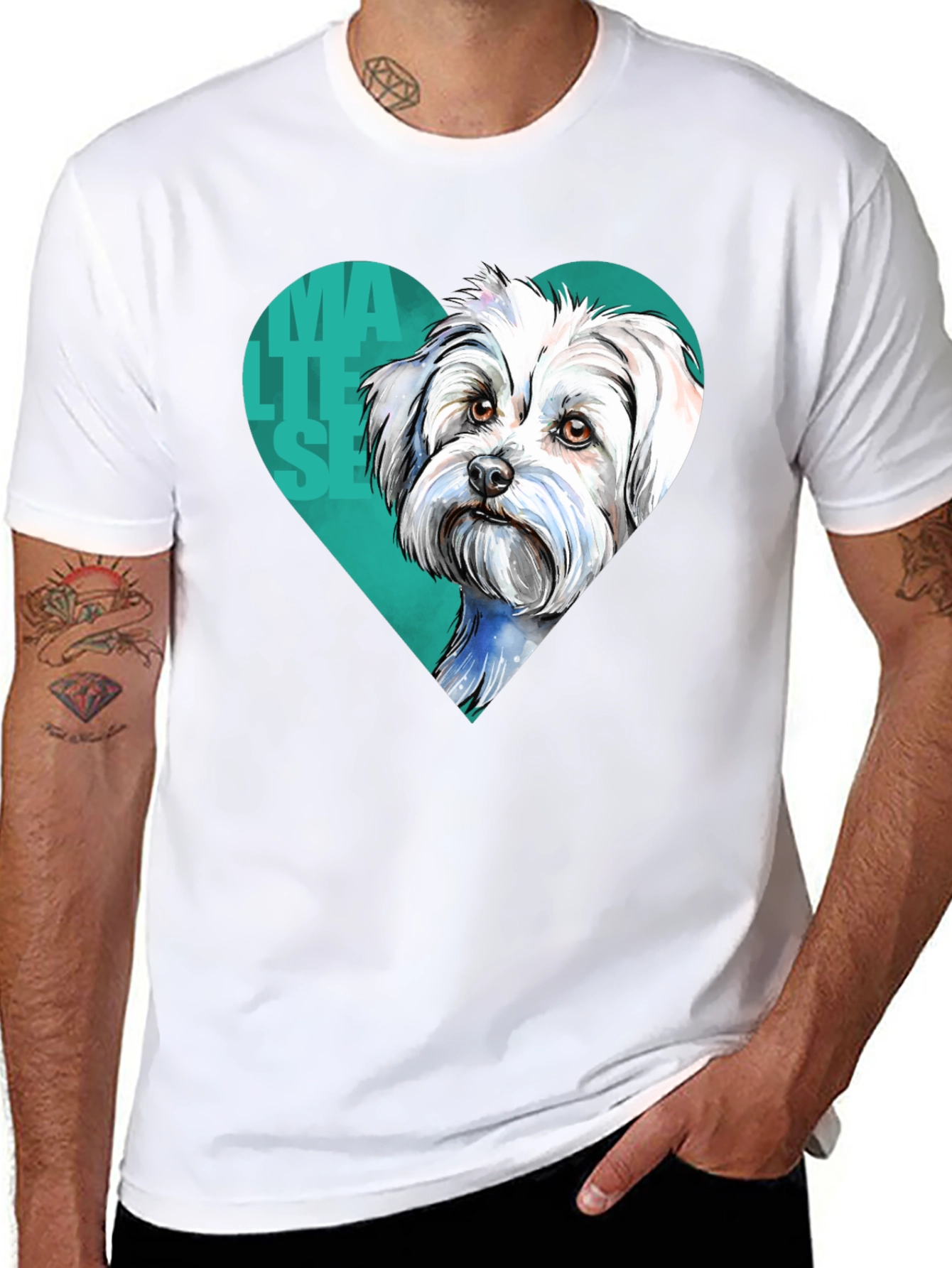 Maltese Dog Heart T-Shirt - Cute Pet Lover Tee