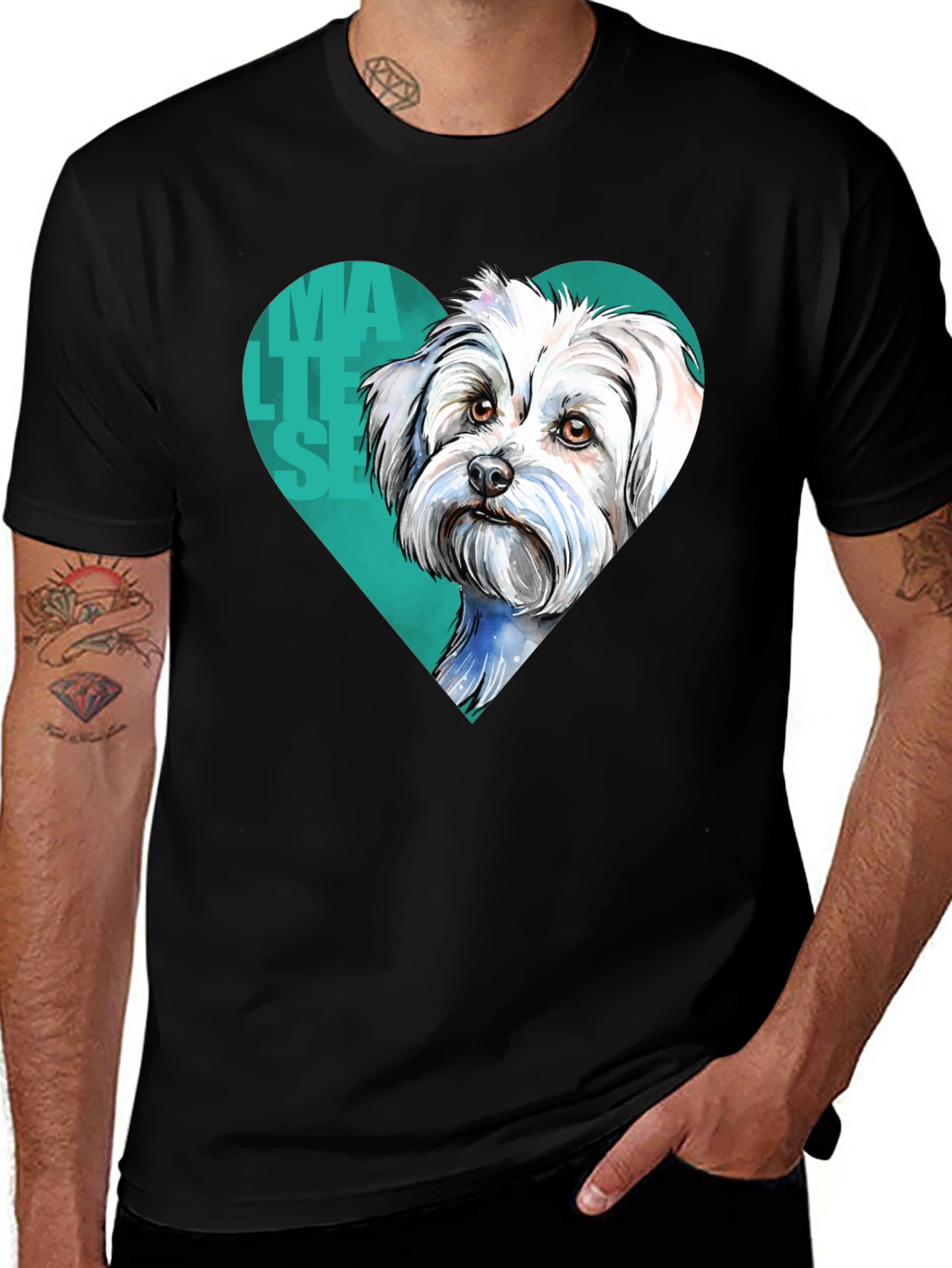 Maltese Dog Heart T-Shirt - Cute Pet Lover Tee