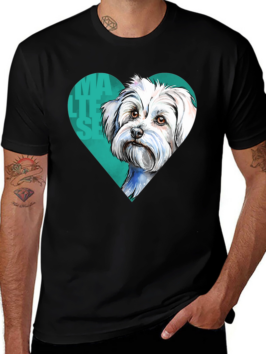 Maltese Dog Heart T-Shirt - Cute Pet Lover Tee