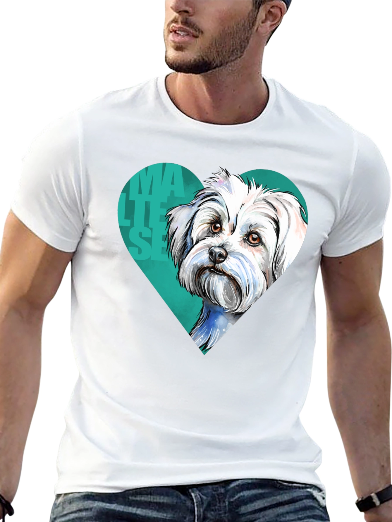 Maltese Dog Heart T-Shirt - Cute Pet Lover Tee