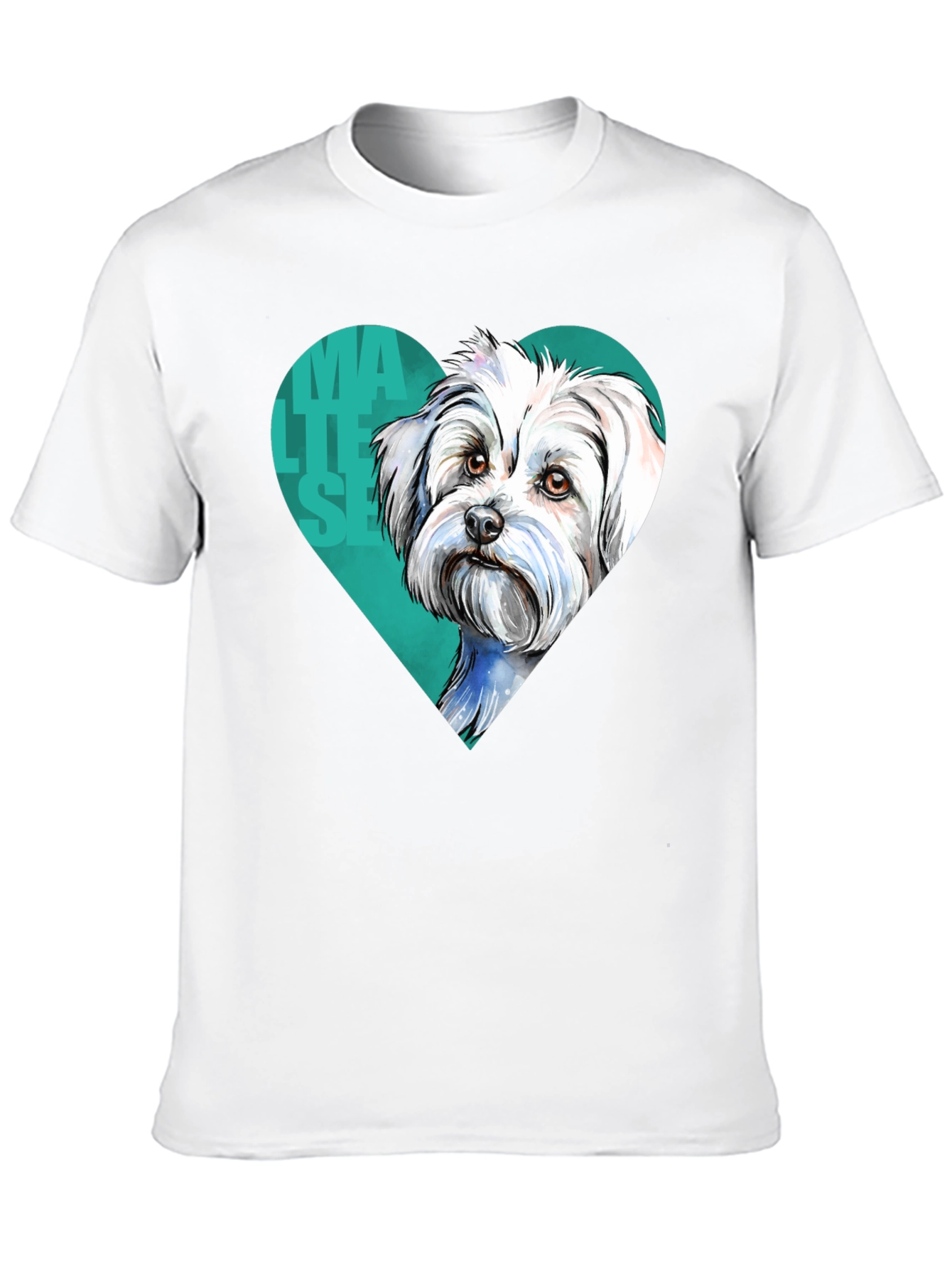 Maltese Dog Heart T-Shirt - Cute Pet Lover Tee