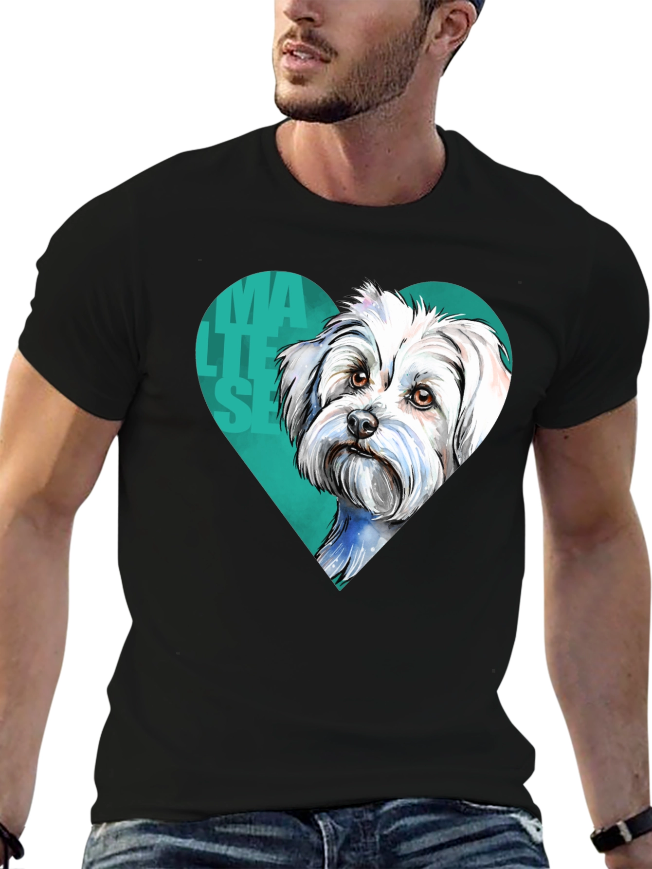 Maltese Dog Heart T-Shirt - Cute Pet Lover Tee