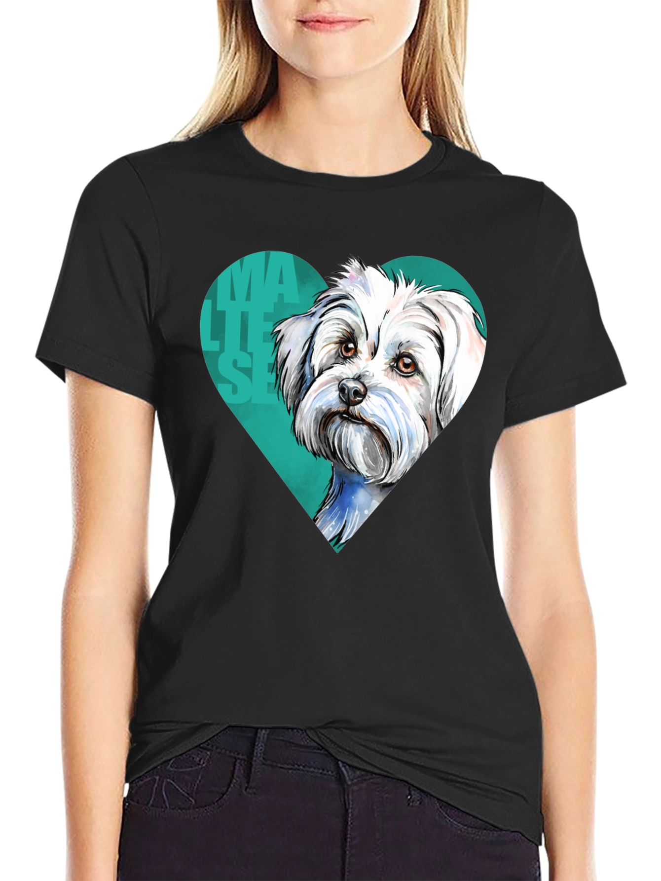 Maltese Dog Heart T-Shirt - Cute Pet Lover Tee