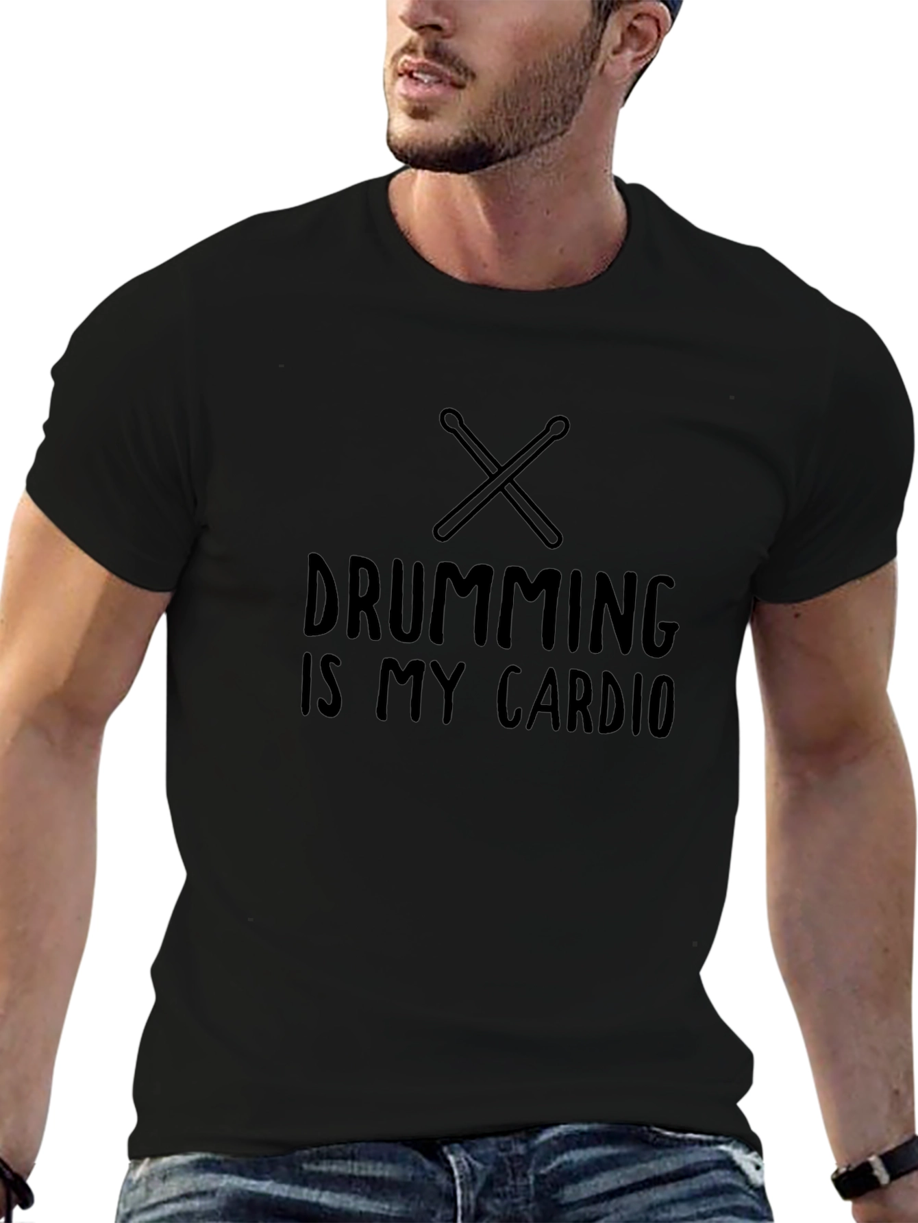 Drumming is My Cardio Black T-Shirt