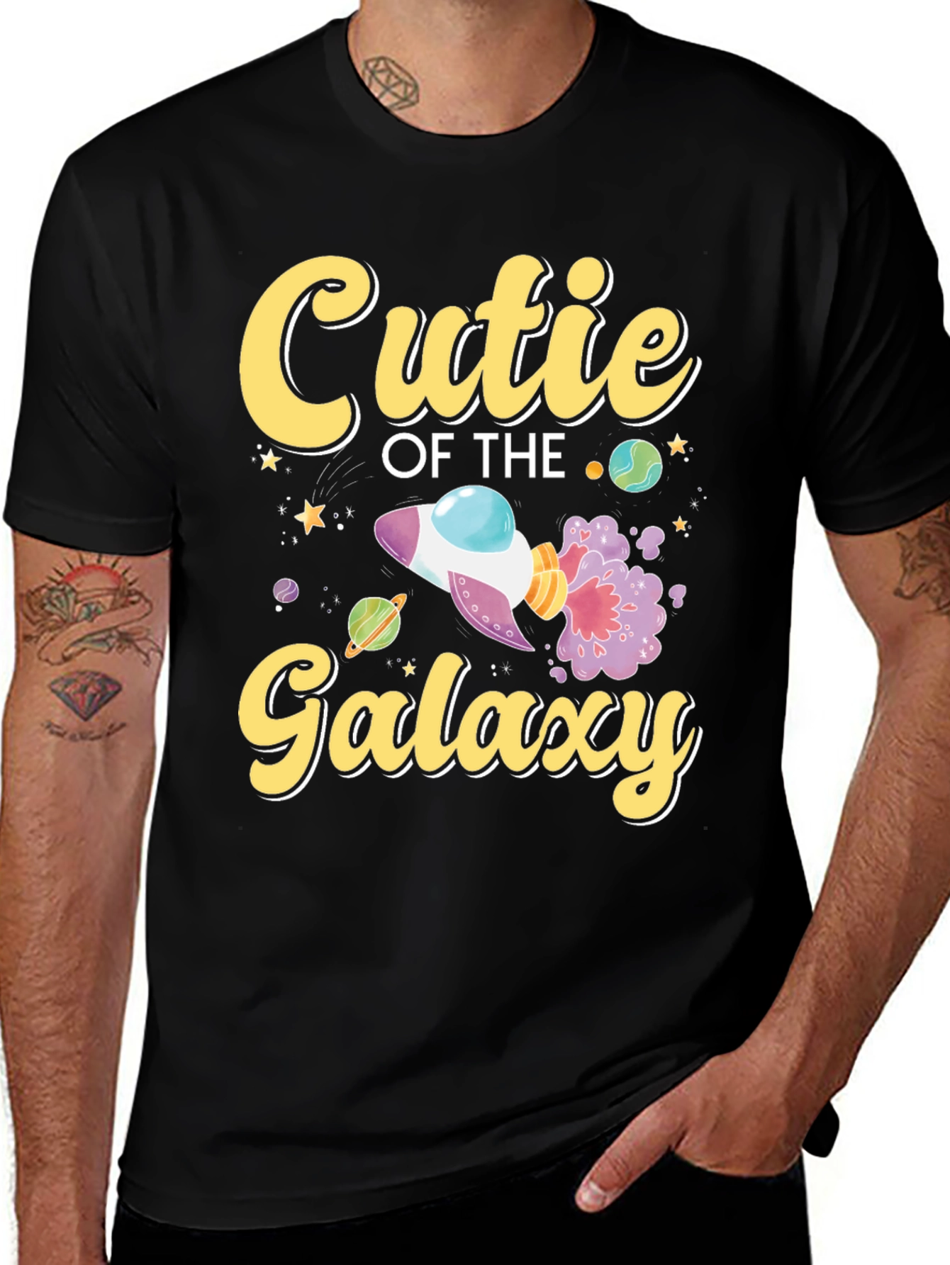 Cutie of the Galaxy Black Graphic T-Shirt
